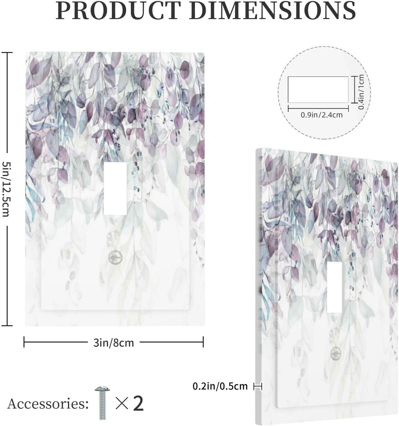 Hazy Leaves Ivy Nature Plants Eucalyptus Leave Decorative Light Switch Cover 1 Gang Single Toggle Device Electrical Faceplate Switchplates Decorator Outlet Wall Plate for Bedroom Home Decor