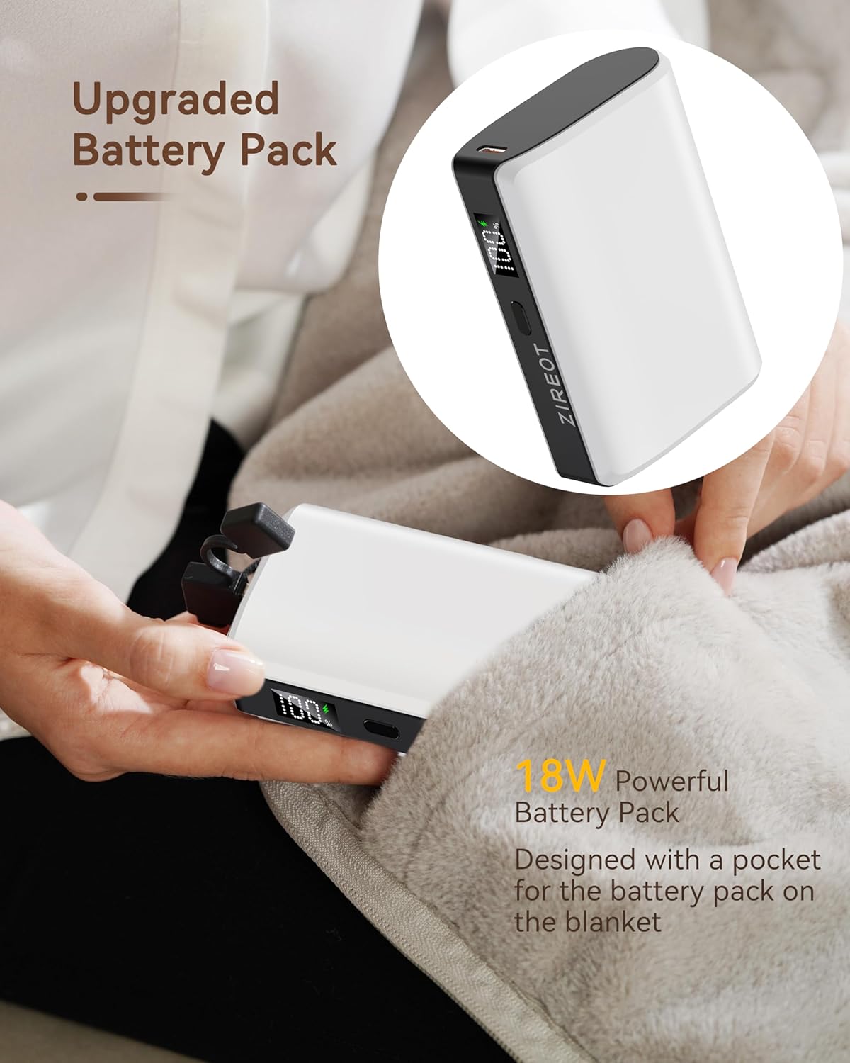 Heated Blanket Battery Operated,with Battery Pack,Cordless USB Heated Shawl,Outdoor Portable Electric Blanket,USB Heated Throw 3 Heating Levels,Softnees Heating Blanket for neeck and Shoulder