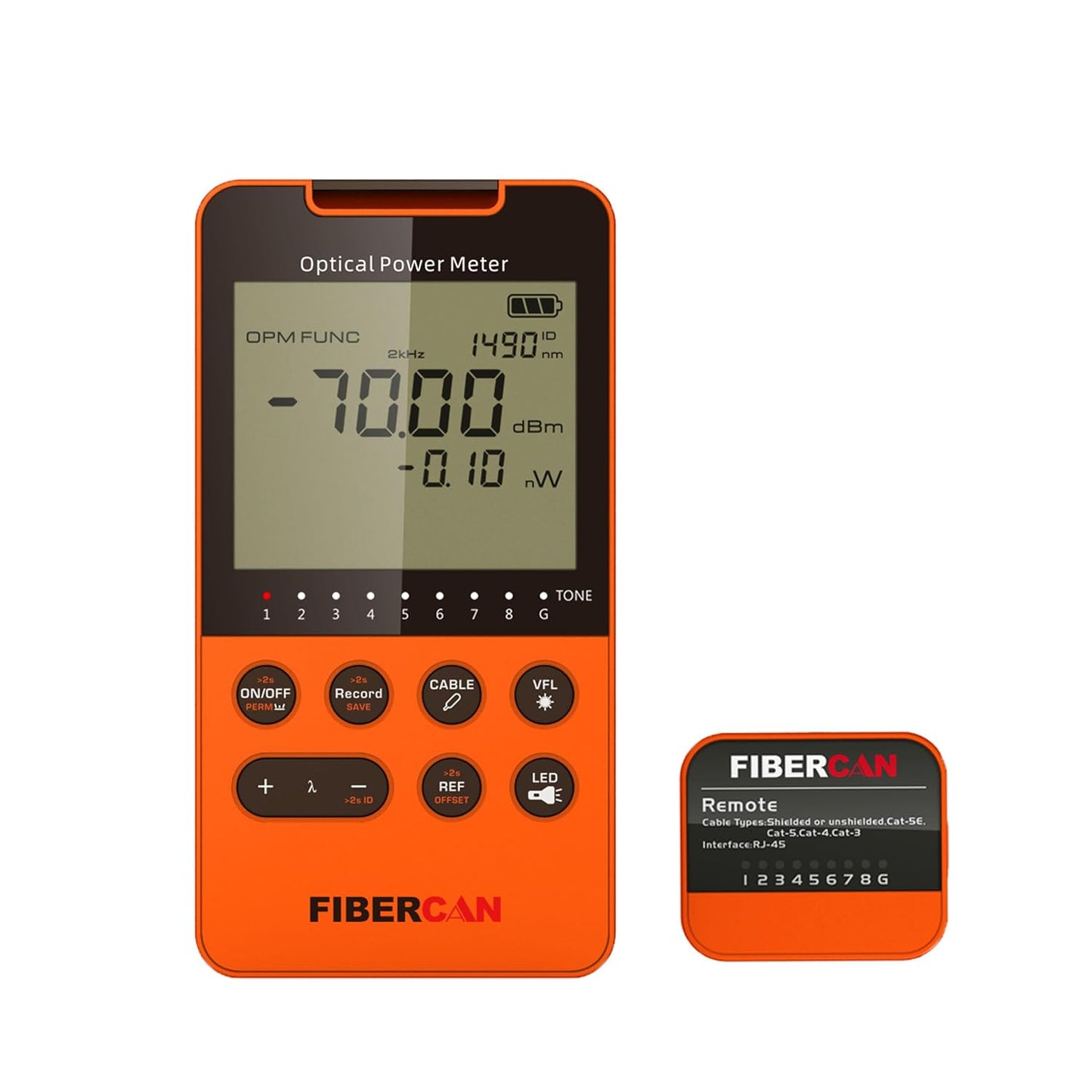 Optical Power Meter -70~+10dbm Built-in 10mW Visual Fault Locator Portable Optical Cable Tester Network Tools with RJ45 Remote