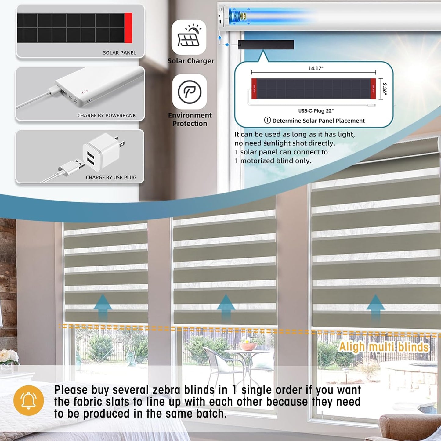 SmartWings Motorized Zebra Shades with Valance Work with Homekit Thread Alexa Z-Wave Smart Dual Layer Shades with Remote Control, Automatic Horizontal Window Blind, 90% Blackout 95mm Astrid Coffee