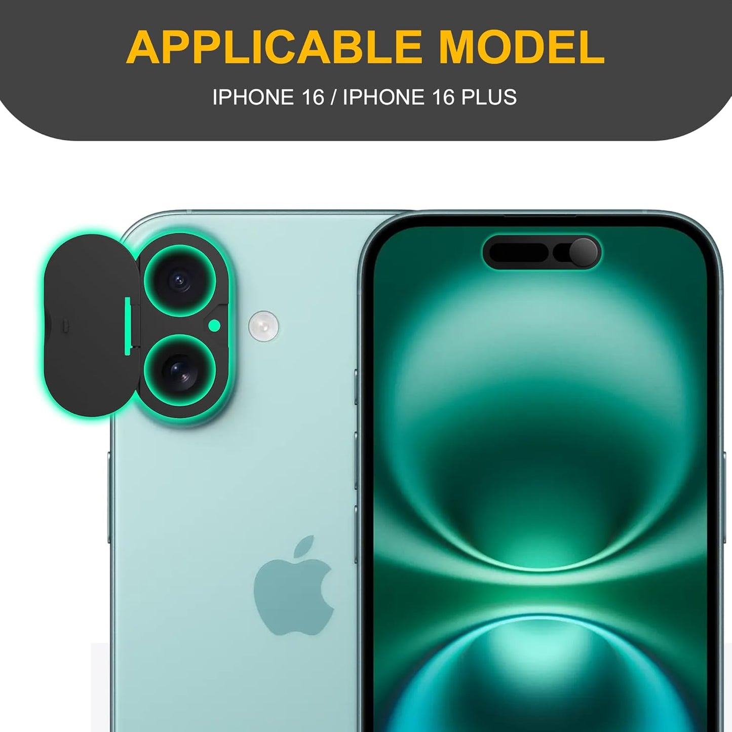 3 Pack Privacy Cover Compatible for iPhone 16/iPhone 16 Plus with 2 Front Camera Privacy Cover, Anti-Spy Camera Cover, Easy-Adhesive Design, Safeguard on iPhone 16/16 Plus,Black