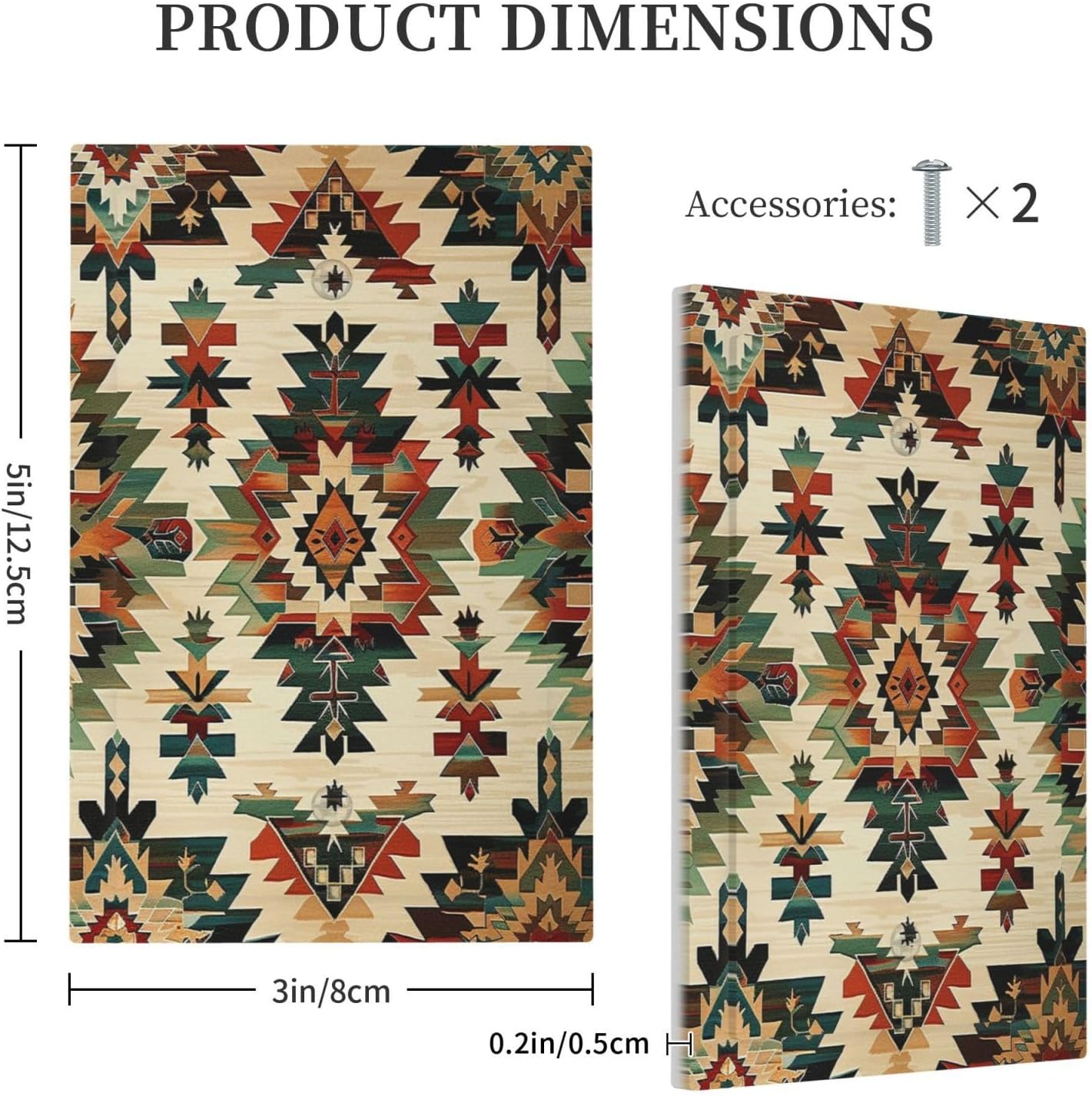 Light Switch Cover Plate Southwest Rustic American Indian Aztec Boho 1 Gang No Device Blank Electrical Wall Plates Faceplate Decorative Switch Plate for Bed Room living Room Decor