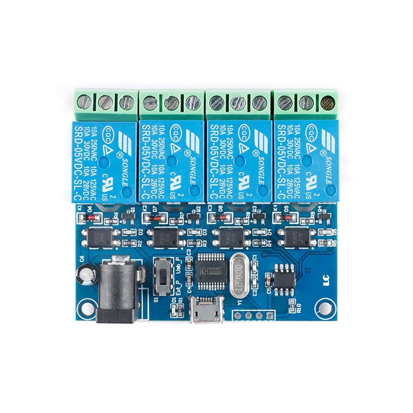 LCUS-4 USB Relay Module 4 Channel with Overcurrent Protection for Home Automation, Serial Control, Intelligent USB Switch