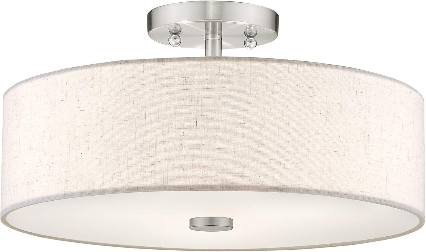 Livex Lighting 52135-91 Meridian 3 Light Brushed Nickel Ceiling Mount