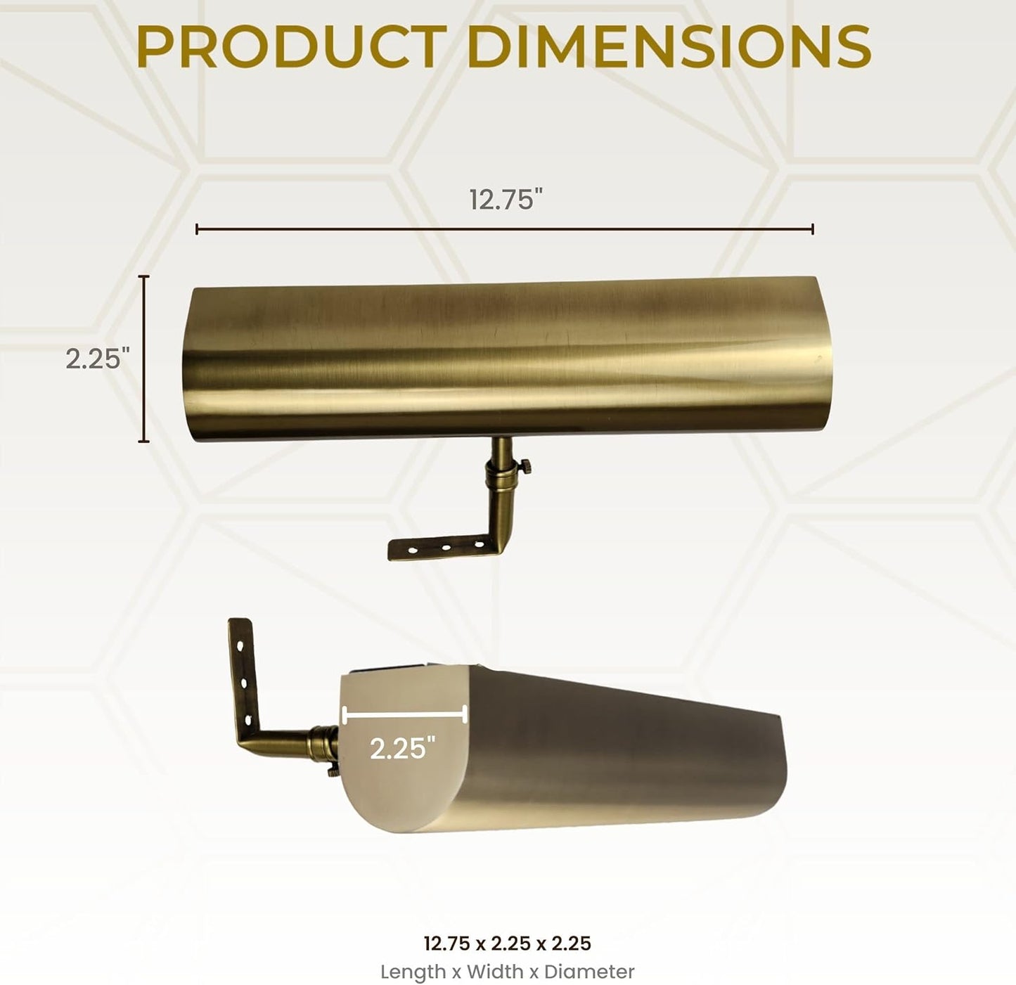Royal Designs, Inc. Cordless Remote Control LED Picture Light, Dimmable with Timer Function, Brushed Satin Brass, 12.75 Inches