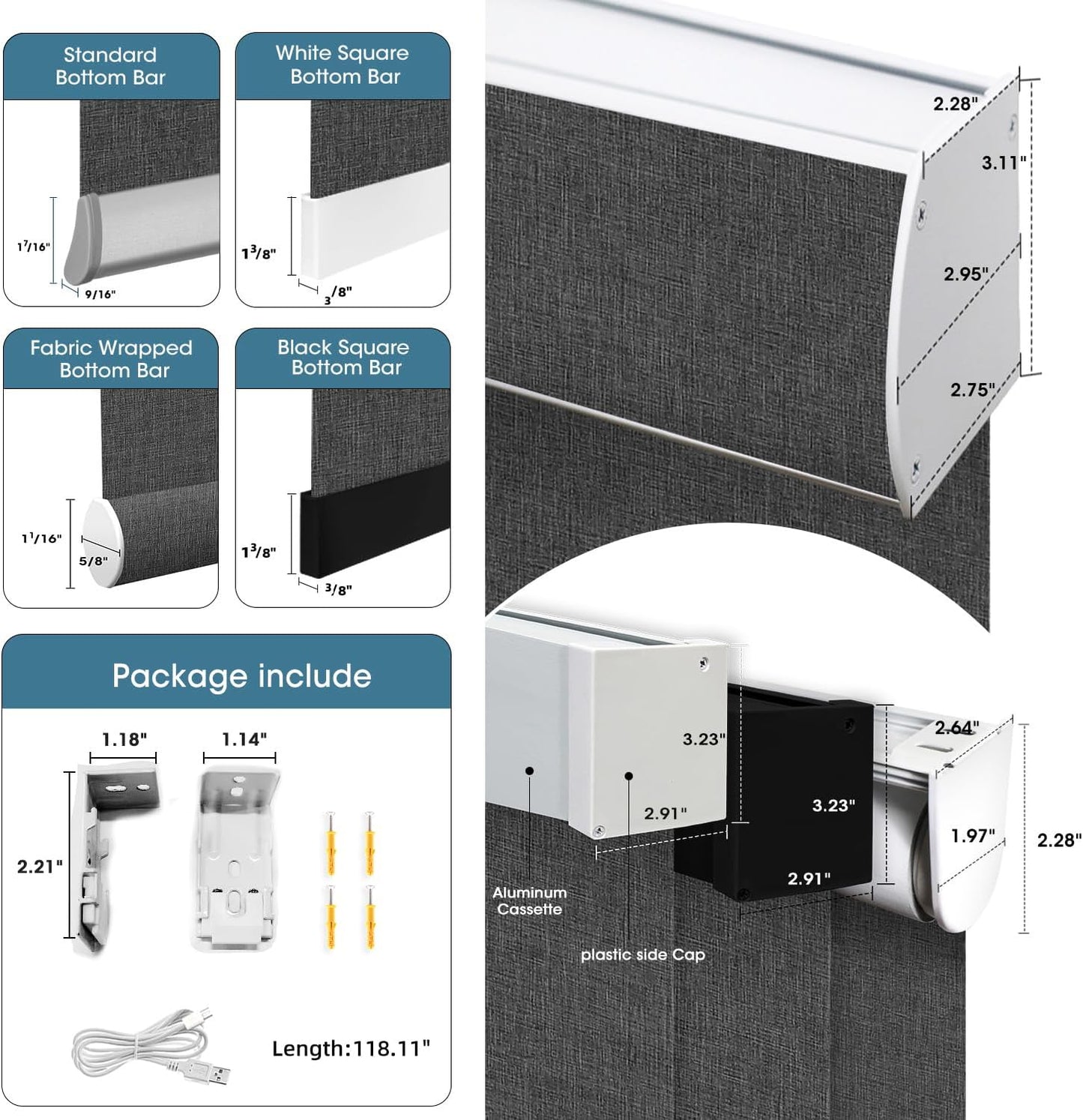 SmartWings Motorized Blinds Dual-Sided Cordless Smart Blackout Shades, Custom Size, Rechargeable Battery, Work with Matter/Apple HomeKit, Alexa, Thread/Zigbee, Remote Optional, Bouvardia Dark Grey