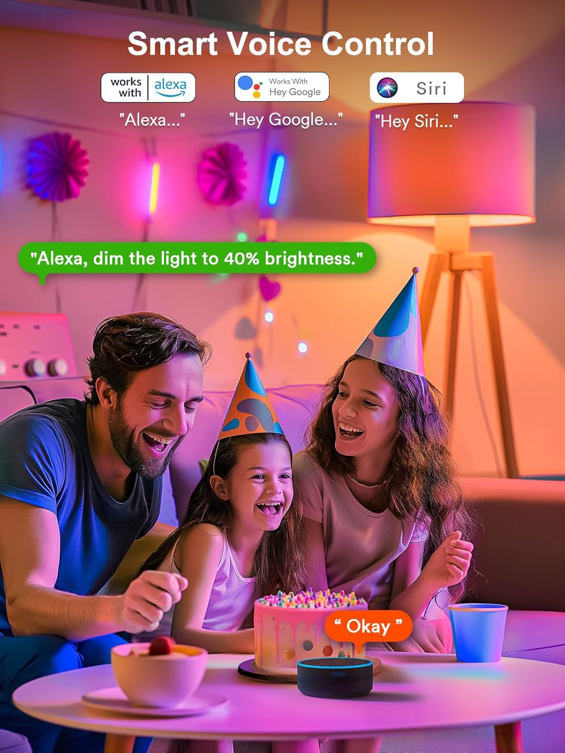 ANGELHALO Smart Light Bulbs, Color Changing A19 LED Light Bulb, Work with Alexa and Google Assistant, Wi-Fi & Bluetooth Light Bulbs, 16 Million Colors RGBCW, Music Sync, 800 Lumens, 2.4Ghz only,1 Pack