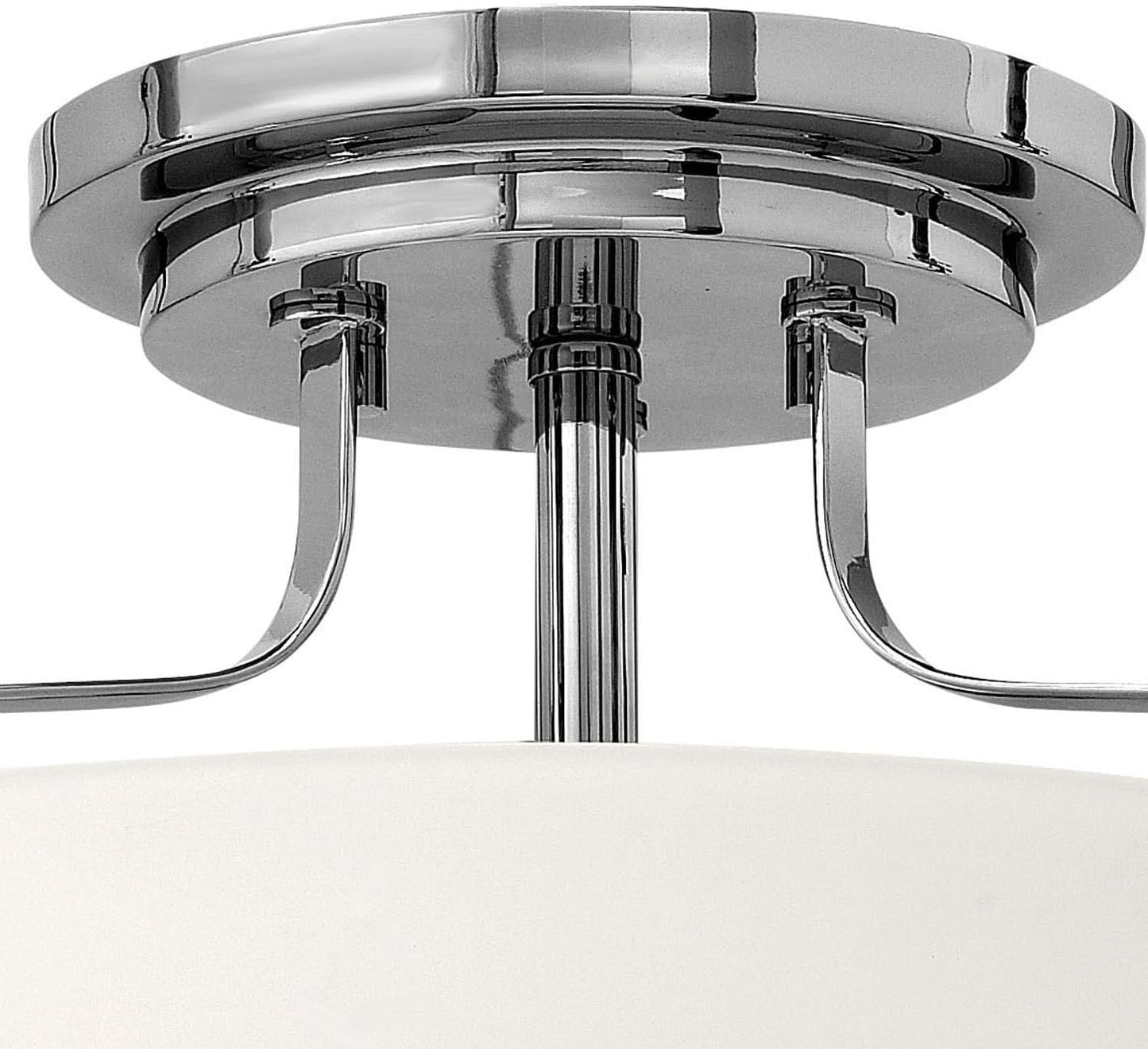 Hinkley Harper 3641CM Medium Semi-Flush Mount Ceiling Light - Sleek, Retro Style - Chrome + Etched Opal Glass