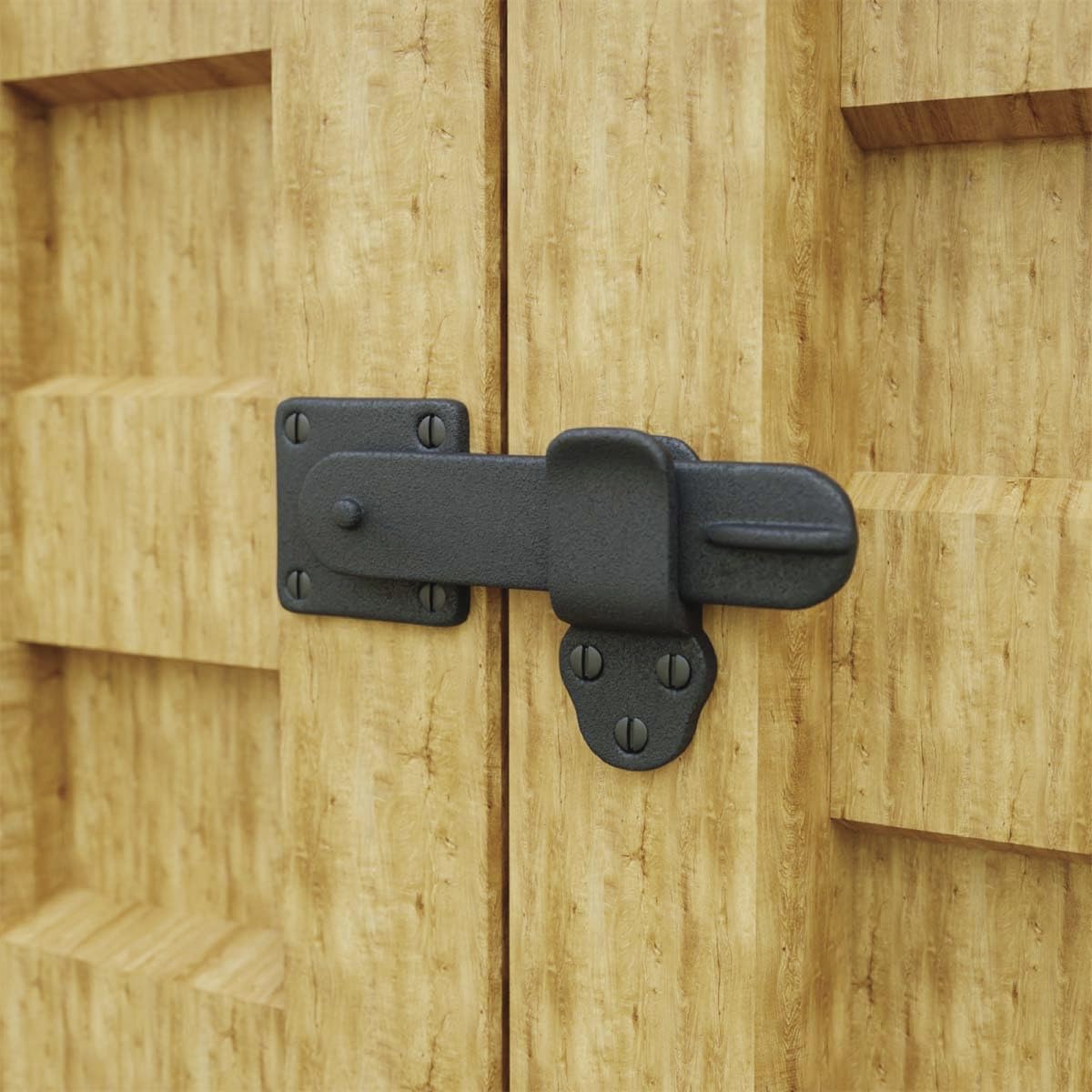 Renovators Supply Manufacturing Door Latch 5 3/4 in. Black Wrought Iron Gate Latch/Barn Door Latch Lock with Mounting Hardware