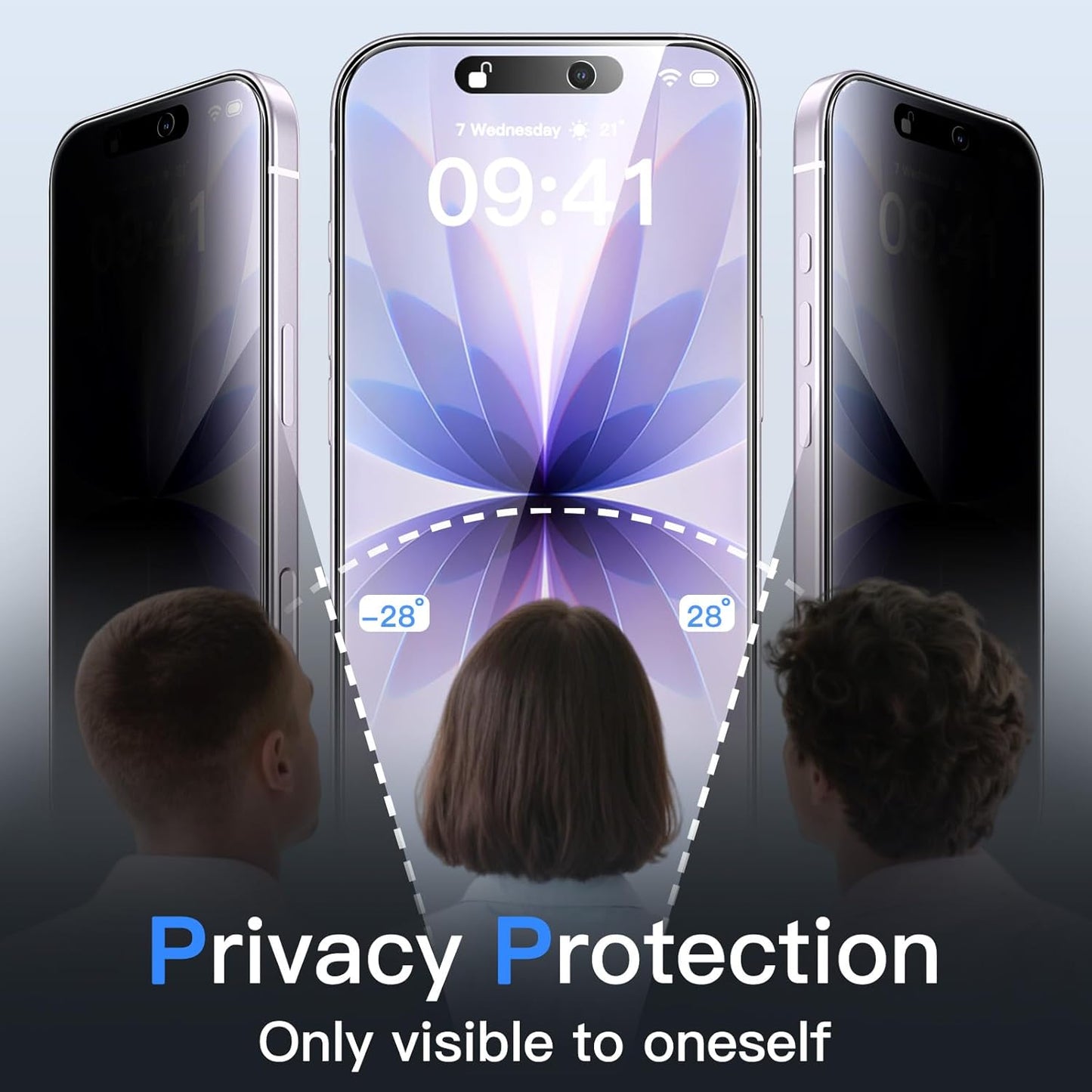 JETech Privacy Screen Protector for iPhone 17 6.3-Inch with Camera Lens Protector, Anti-Spy Tempered Glass Film, Easy Installation Tool, 2-Pack Each