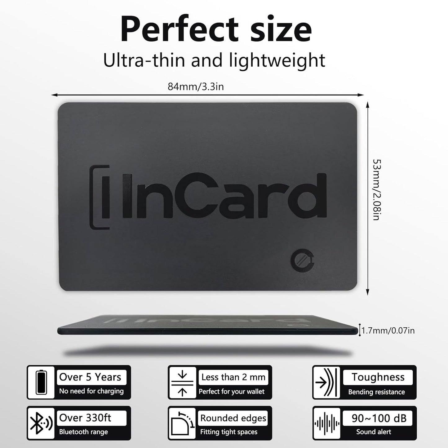 Wallet Tracker (Both iOS and Android) IP68 Bluetooth Smart Finder Card GPS Tracker for Bags Passport Works with Apple Find My (Apple MFi Certified) & Google Find My Device - Over 5 Year Battery Life