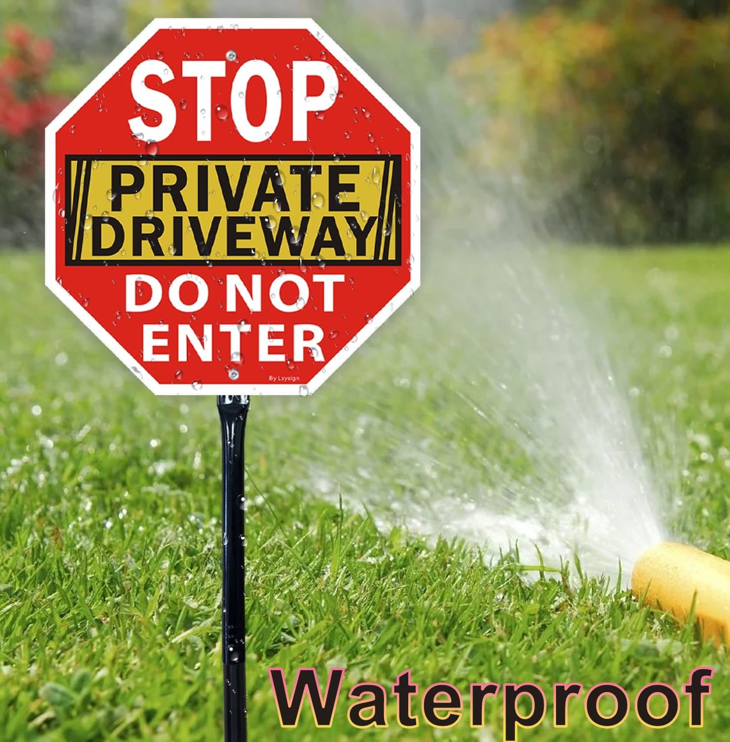 Stop Sign, Do Not Enter Private Driveway Sign with Stake, 36" Tall, 12" x 12", Reflective Aluminum