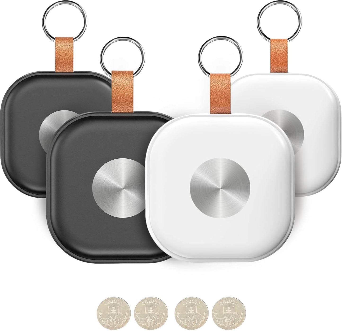 Air Tracker 4 Pack, Luggage Tracker Works with Find My App (iOS Only), Key Finder Locator with Sound for Keys, Luggage, Suitcases and Wallet, Smart Tags with Replaceable Battery, Black & White