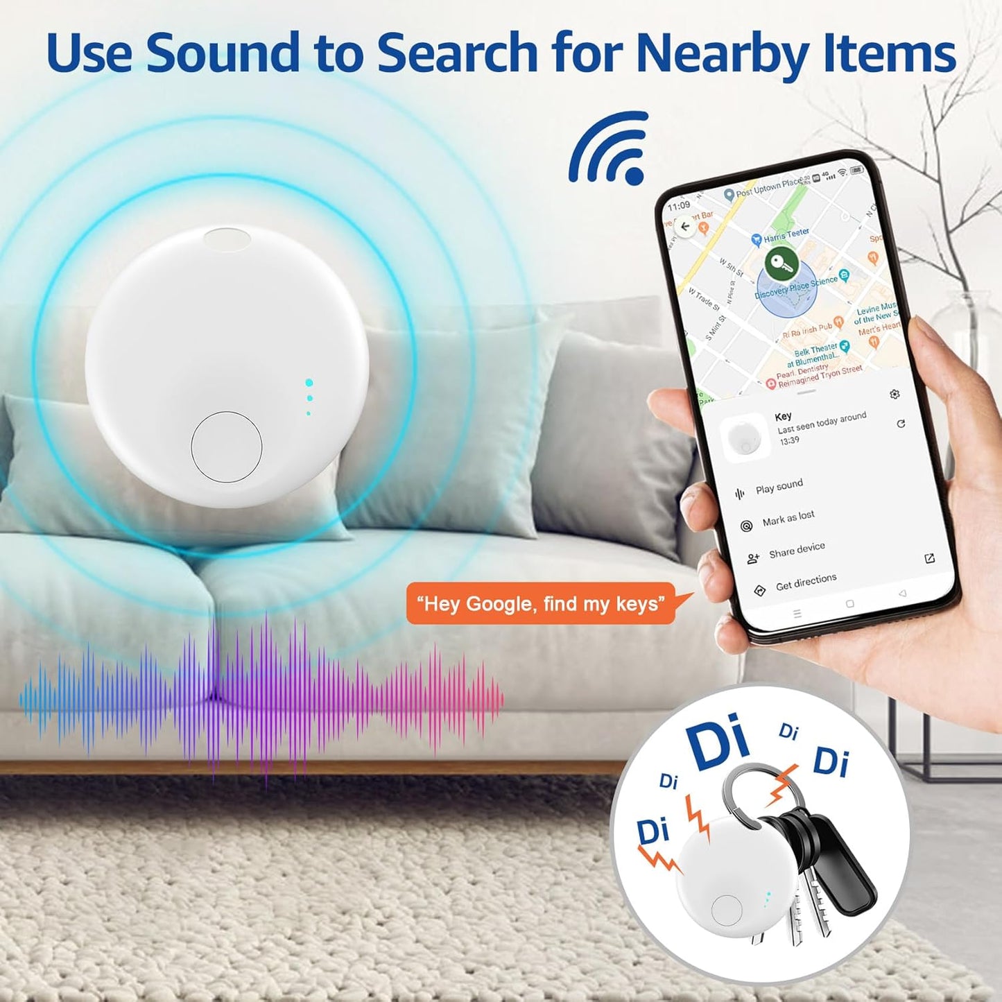 Smart Tags-4 Pack for Android Tracker Tags, Bluetooth Tracker, Work with Google's Find Hub App, Item Finder for Keys, Item Locator for Wallet, Suitcases (White&Black)