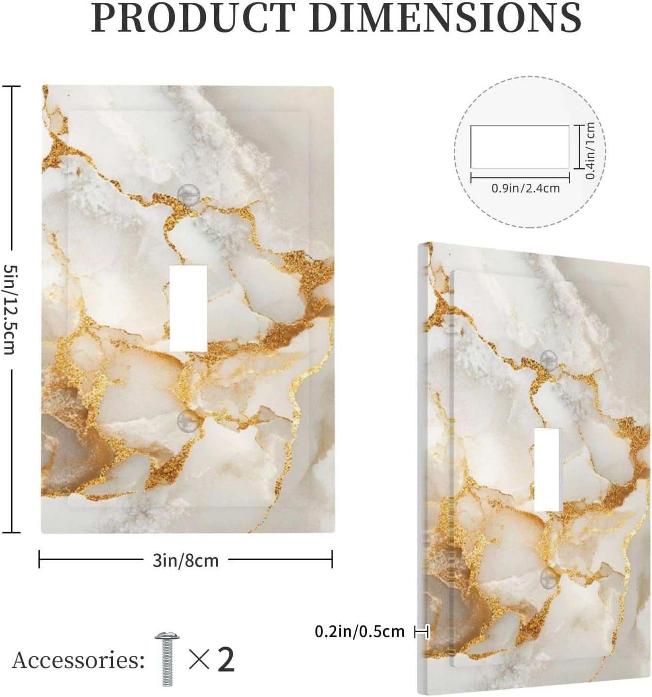 Gold Marble Crack Simple Abstract Print Decorative Light Switch Cover 1 Gang Single Toggle Device Electrical Faceplate Switchplates Decorator Outlet Wall Plate for Bathroom Kitchen Home Decor