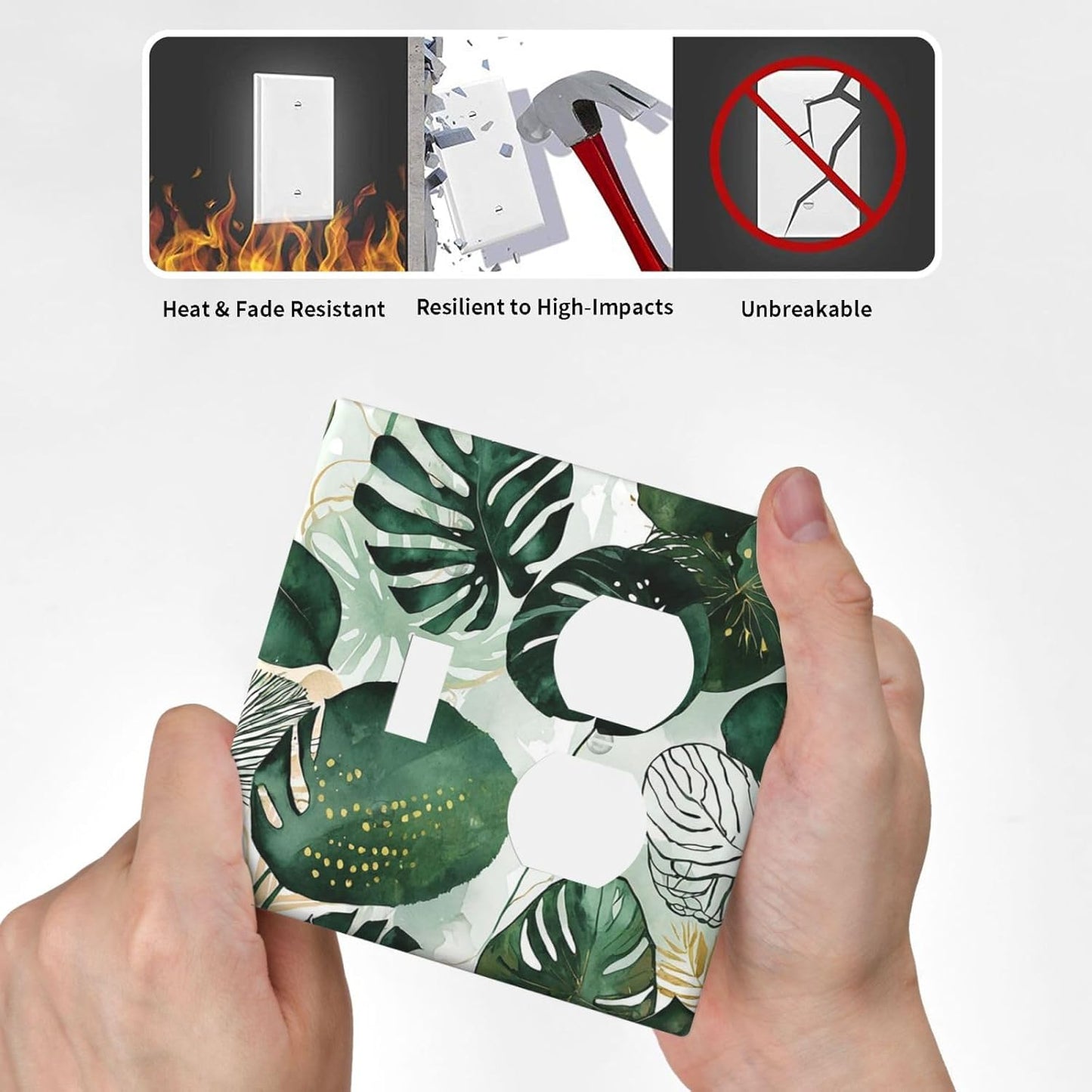 Wallplates Boho Tropical Leaves 1 Toggle 1 Duplex Switch Plate Electrical GFCI Faceplate Decorative Light Switch Covers for Bedroom Bathroom Decor