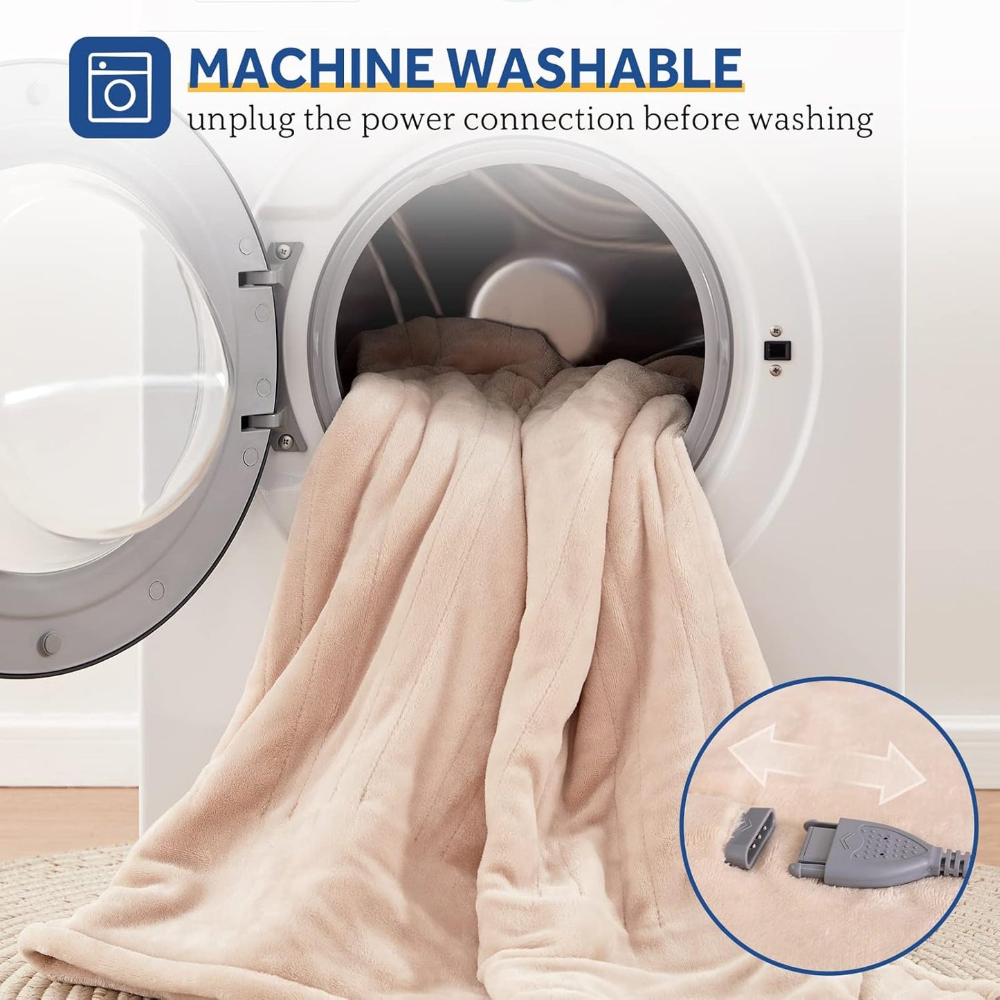 Sealy Electric Blanket Heated Throw, Soft Flannel Heated Blanket with 6 Heating Settings & 2-10 Hours Auto Shut Off, Fast Heating & Machine Washable, 50x60 Inch, Beige