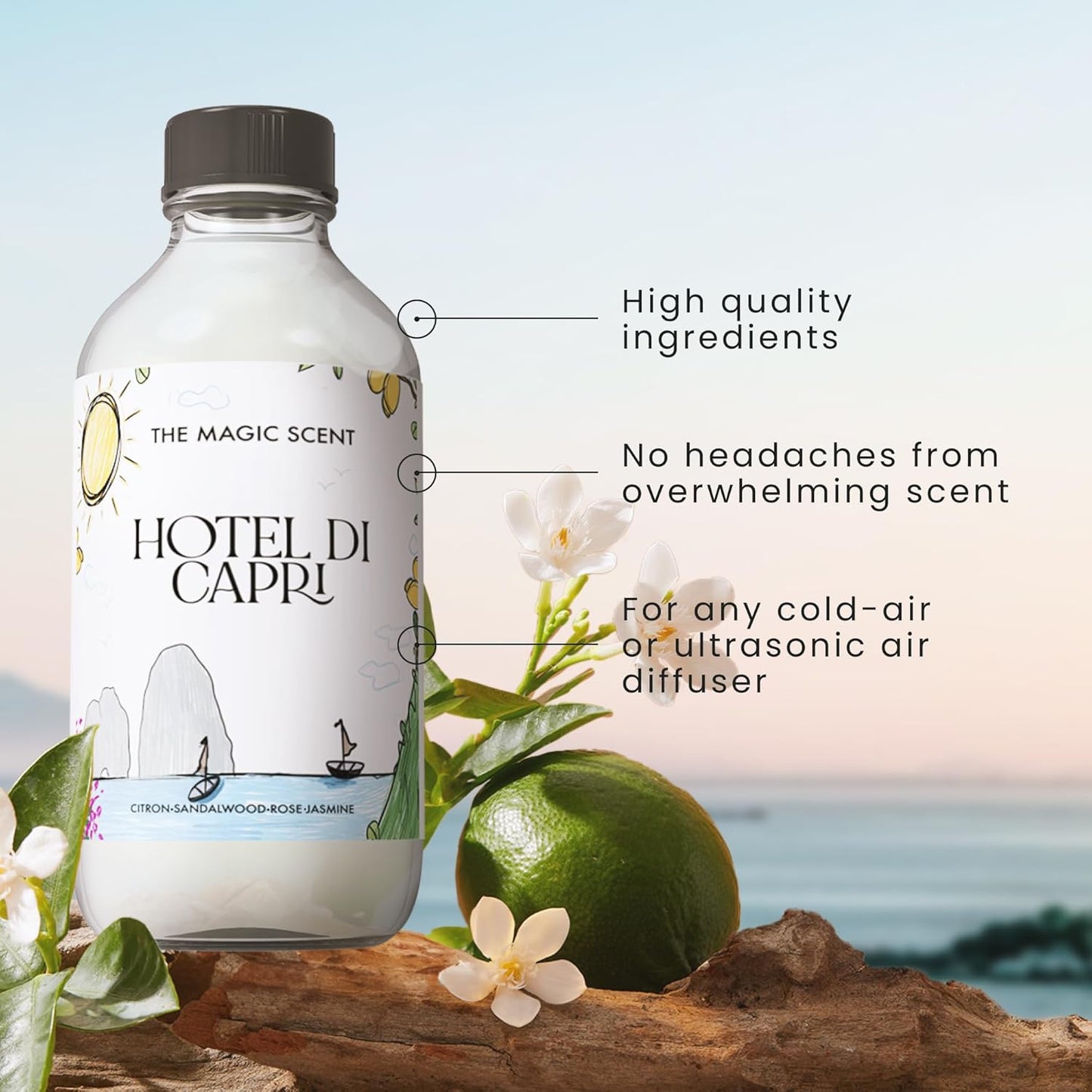 The Magic Scent Hotel Di Capri Hotel Scent Diffuser Oil - Cold-Air & Ultrasonic Fragrance Oil for Diffuser Inspired by Capri, Italy - Essential Oils for Diffusers Aromatherapy (500 ml)