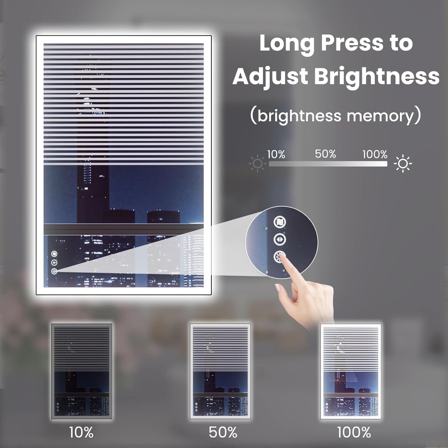 WTTY 20"X28" LED Bathroom Mirror with Black Frame, Bathroom Vanity Mirror with Lights for Wall, Front Light and Backlit, Anti-Fog, Dimmable, 3 Colors, Shatterproof, Memory, Horizontal/Vertical