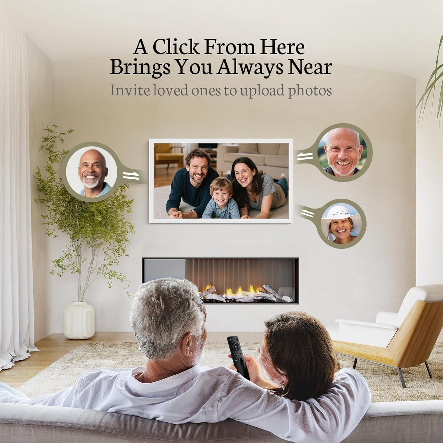 BSIMB Large Digital Picture Frame 27 Inch, 1920x1080 FHD WiFi Digital Photo Frame Electronic 32GB Display, Wall Mount Included, Share Pictures/Videos via App Easy Setup Gifts for Mom(Non-Touch), White