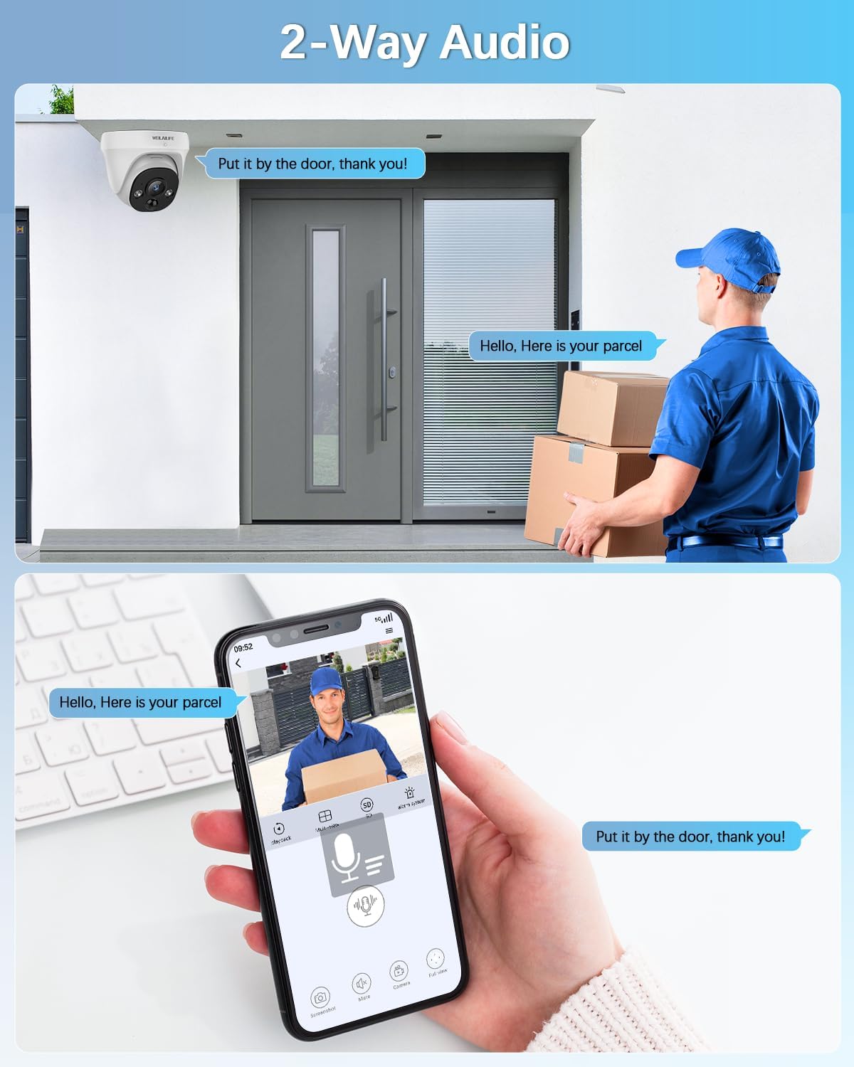 【2-Way Audio】 Wired Security Camera System, Home Video Security Cameras Systems, Outdoor POE IP Cameras Surveillance DVR Kits