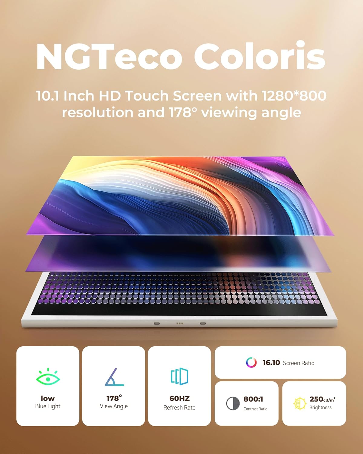 NGTeco WiFi Digital Picture Frame with 64GB Storage, 10.1" HD Touch Screen Digital Photo Frame, 5000mAh Battery, Share Photos/Videos Instantly via Frameo App