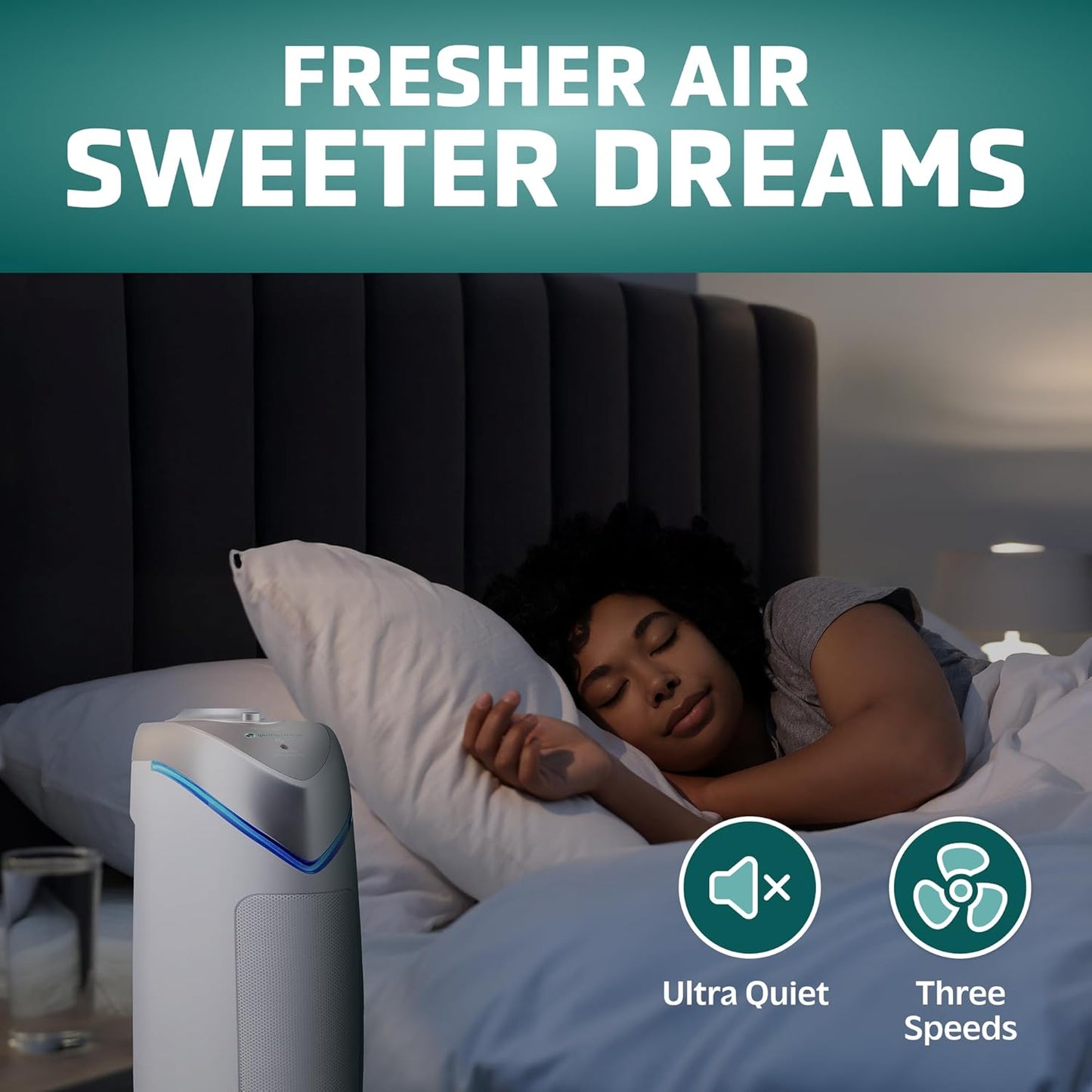 GermGuardian Air Purifier with HEPA 13 Filter, Removes 99.97% of Pollutants, Covers 743 Sq. Foot Room in 1 Hour, UV-C Light Helps Reduce Germs, 22 Inch, 2-Pack, White, AC4825W2PK