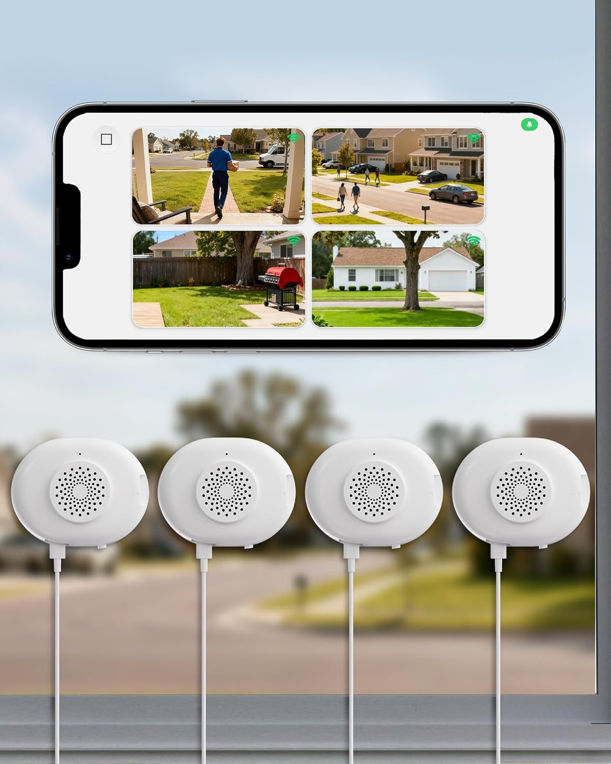 Anlapus A60 3MP 2K Window Security Camera, 4 x Plug-in WiFi Indoor Camera for Home Security, 5G/2.4G WiFi, Color Night Vision, Motion Detection, 24/7 Recording, Easy Install, US-Only Cloud Storage