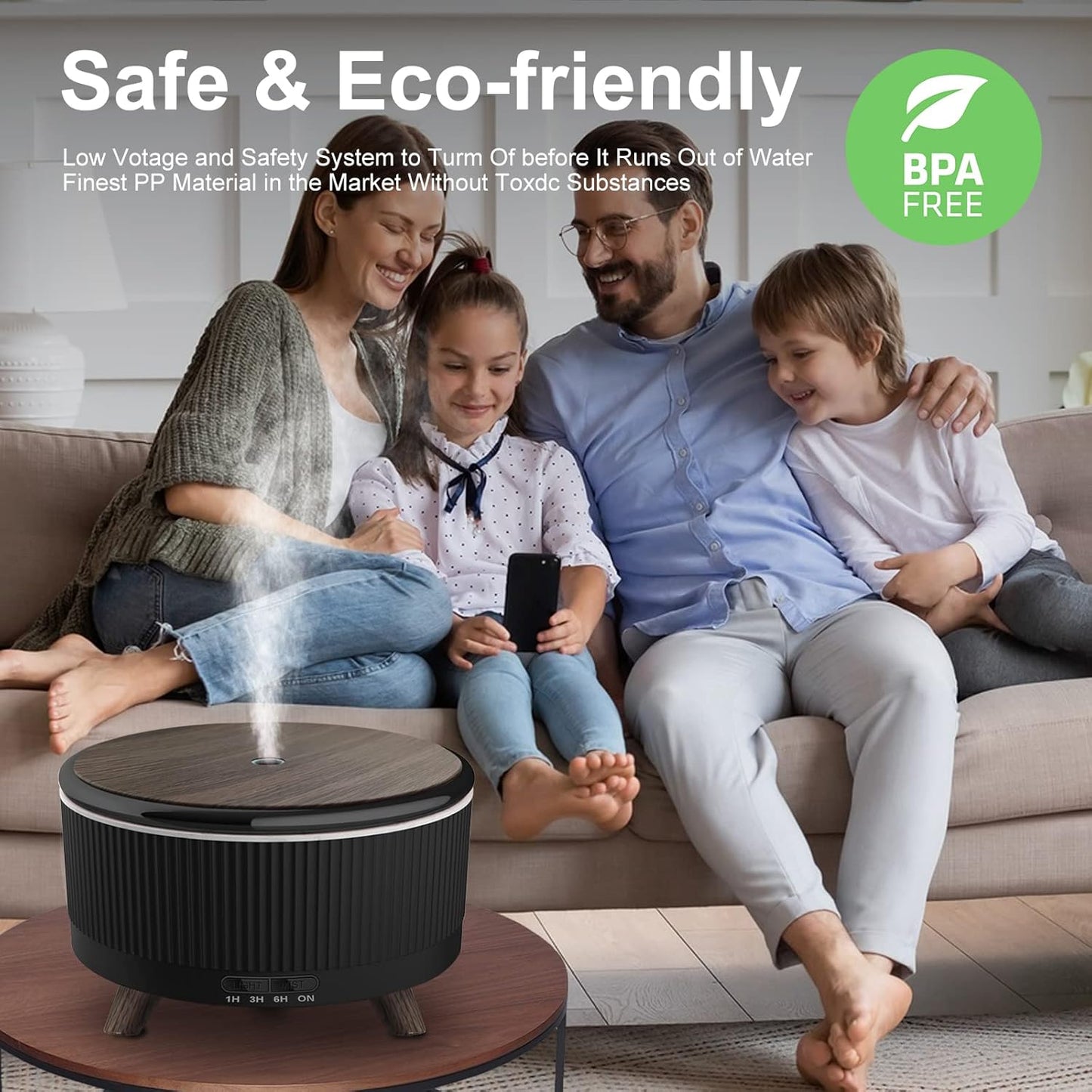 Diffusers for Essential Oils Humidifiers 500ML, Essential Oils Large Room Aromatherapy Diffuser,7 Colors Lights 3 Mist Modes with R/C for Home Office