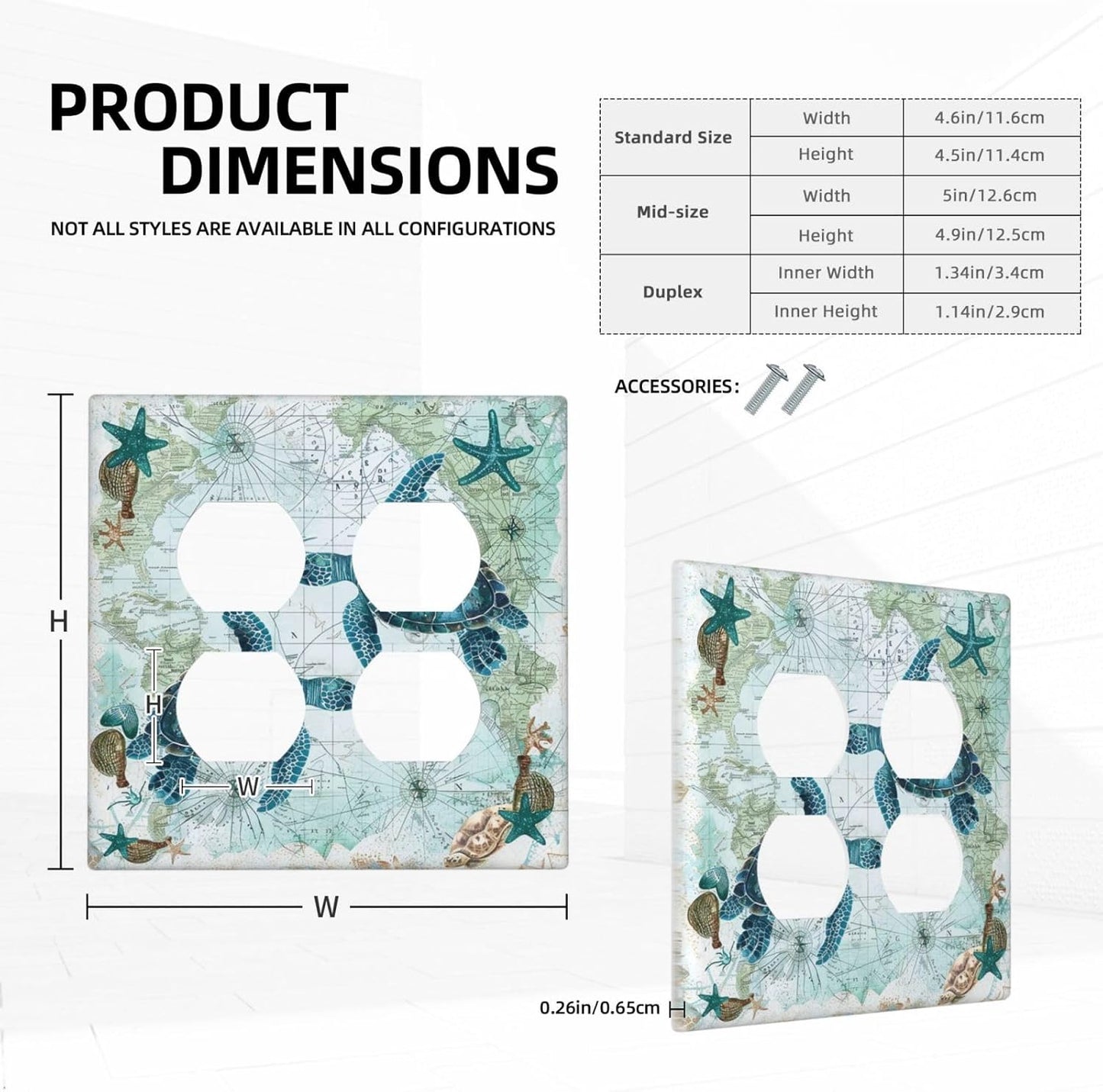 Outlet Covers Nautical Green Sea Turtles Beach Blue Ocean 2 Gang Double Duplex Decorative Light Switch Covers Electrical Wallplates Socket Faceplate For Bathroom Kids Room Decor