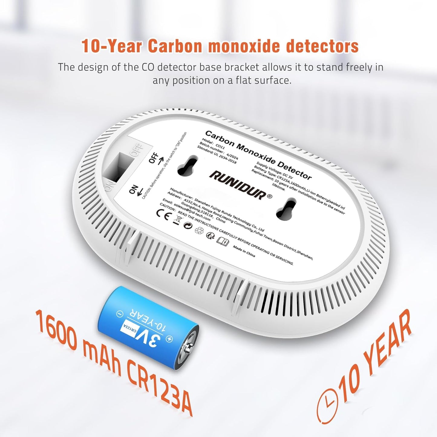 Carbon Monoxide with 10-Year Battery, Digital LCD Portable CO Alarm (2 Piece)