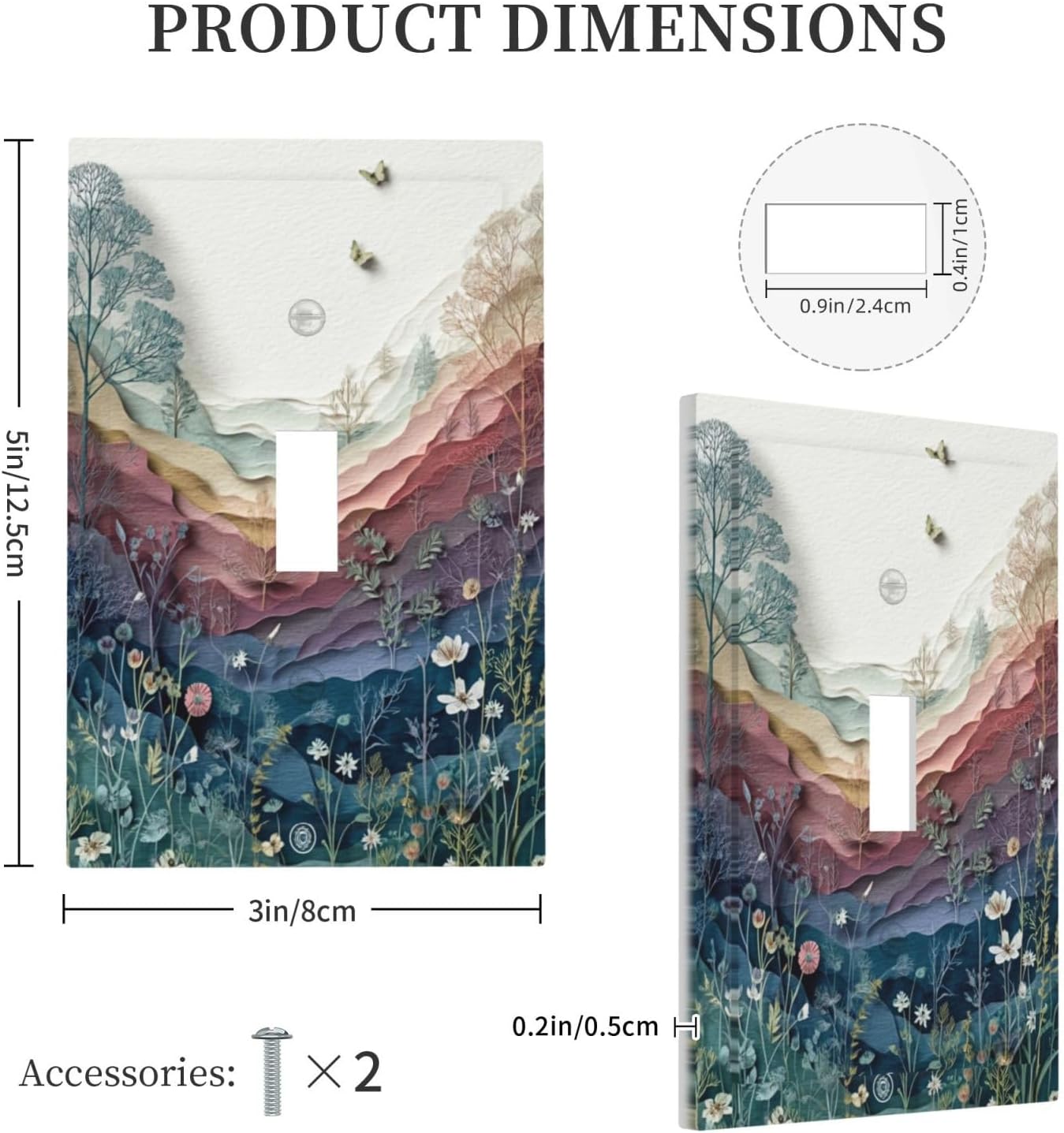 Butterfly Nature Floral Plant Leaves 1 Gang Single Toggle Wall Plate Cover Decorative Light Switch Covers Electrical Faceplate Switch Plates for Bathroom Kitchen Home