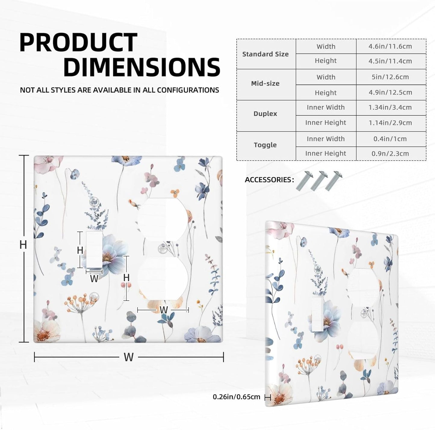 Wildflowers Plant Leaves Floral Berry Wallplates 1 Toggle 1 Duplex Switch Plate Electrical GFCI Faceplate Decorative Light Switch Covers for Bed Room Living Room Decor
