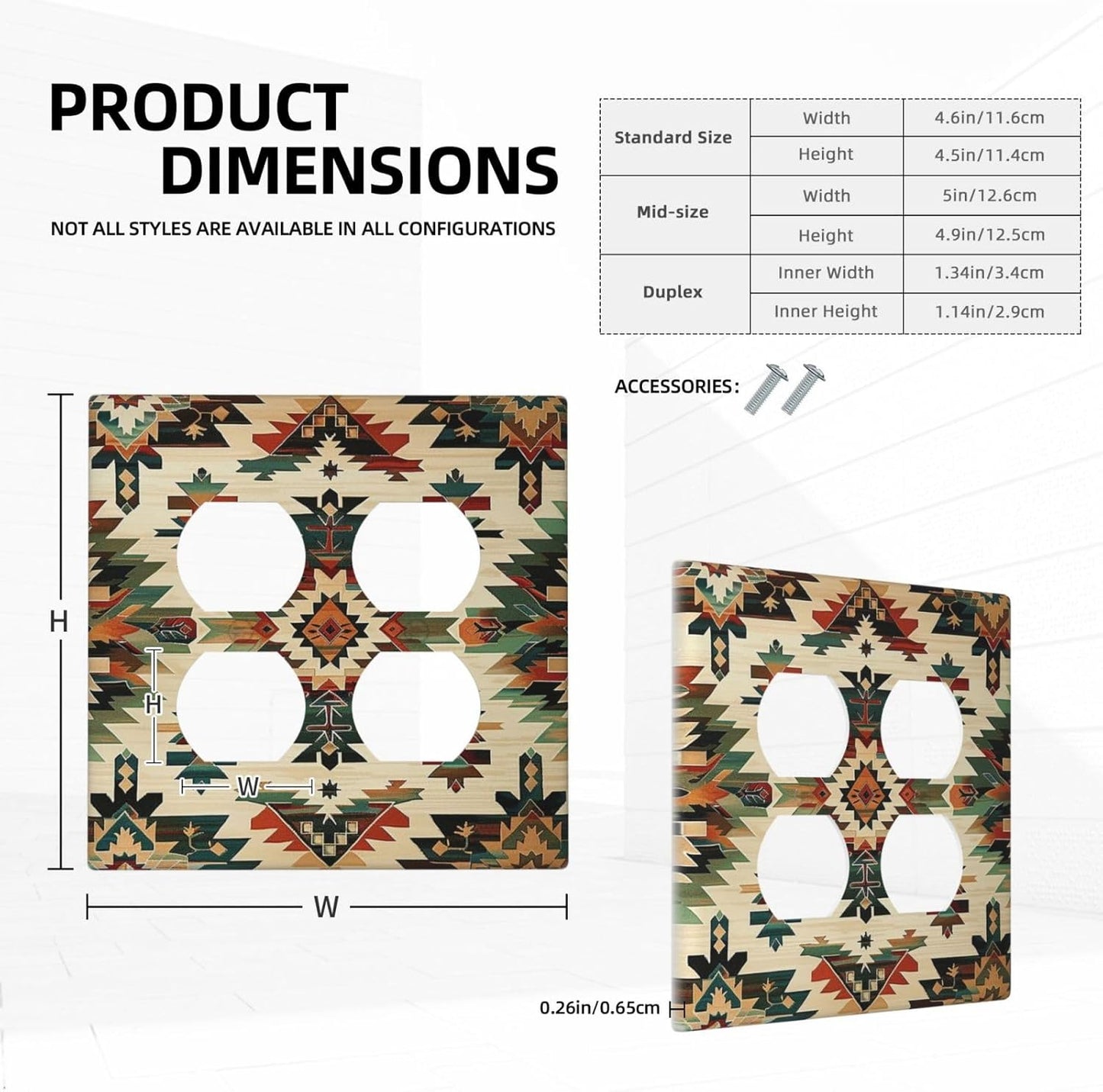 Outlet Covers Southwest Rustic American Indian Aztec Boho 2 Gang Double Duplex Decorative Light Switch Covers Electrical Wallplates Socket Faceplate for Bed Room living Room Decor