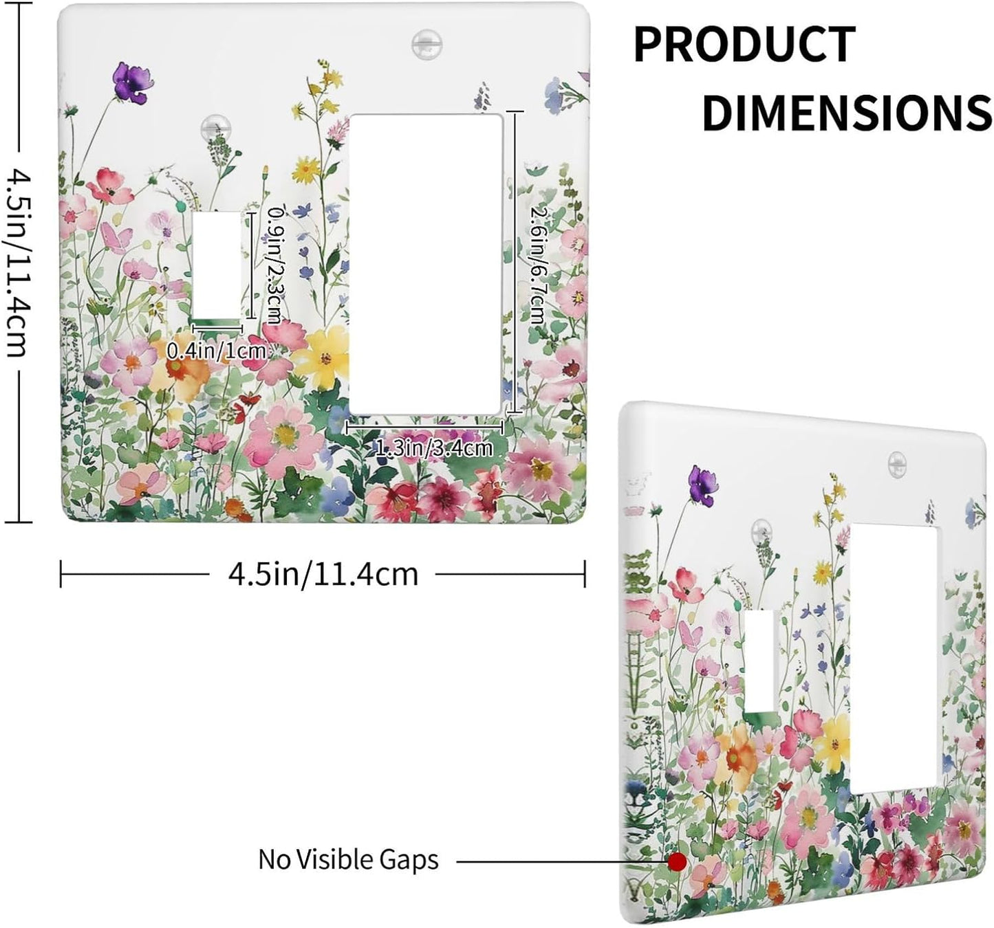 Outlet Covers Boho Colorful Flowers Plant Rustic Wildflower 1 Toggle 1 Rocker Combination Decorative Wall Plate Electrical Switch Plates Light Switch Cover Plate for Bed Room Bathroom