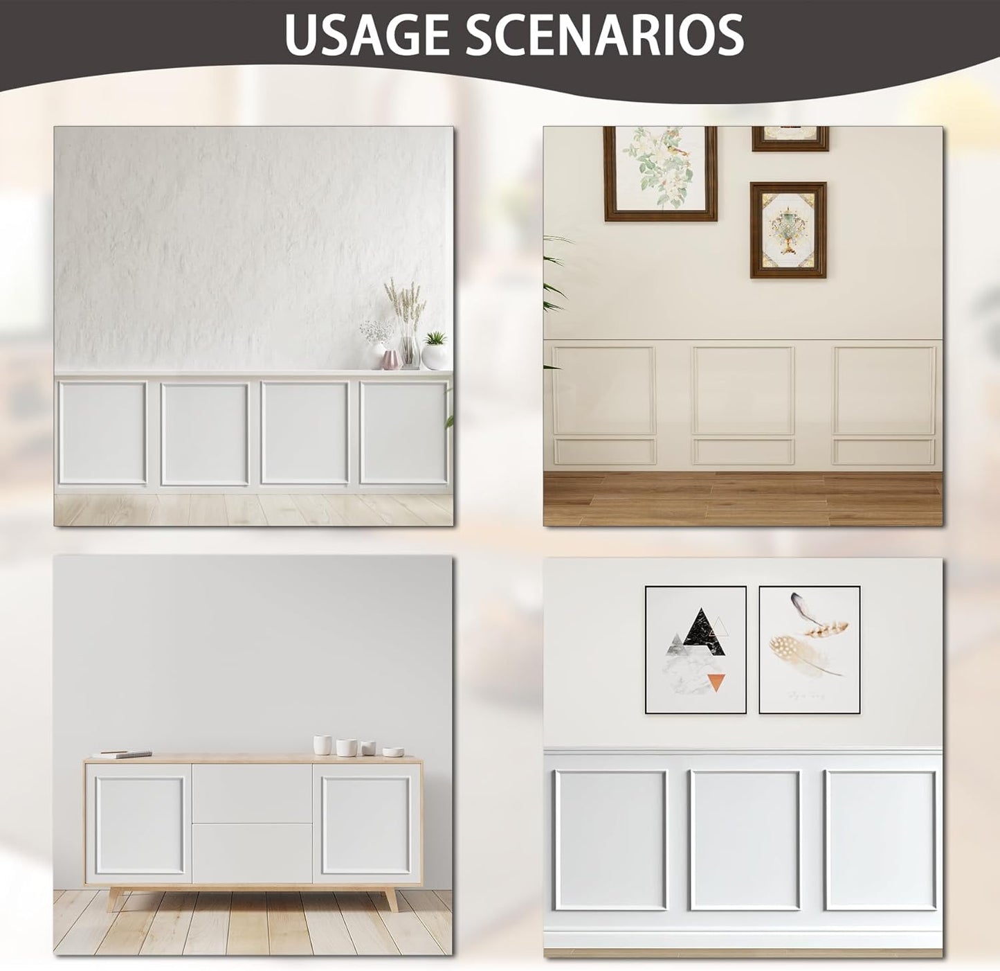 3-Frame 16" x 24" Premade Accent Wall Molding Kit, Ready-to-Assemble Wainscoting Panels, Pre-Cut Chair Rail Moulding Trim Picture Frame for Home Décor