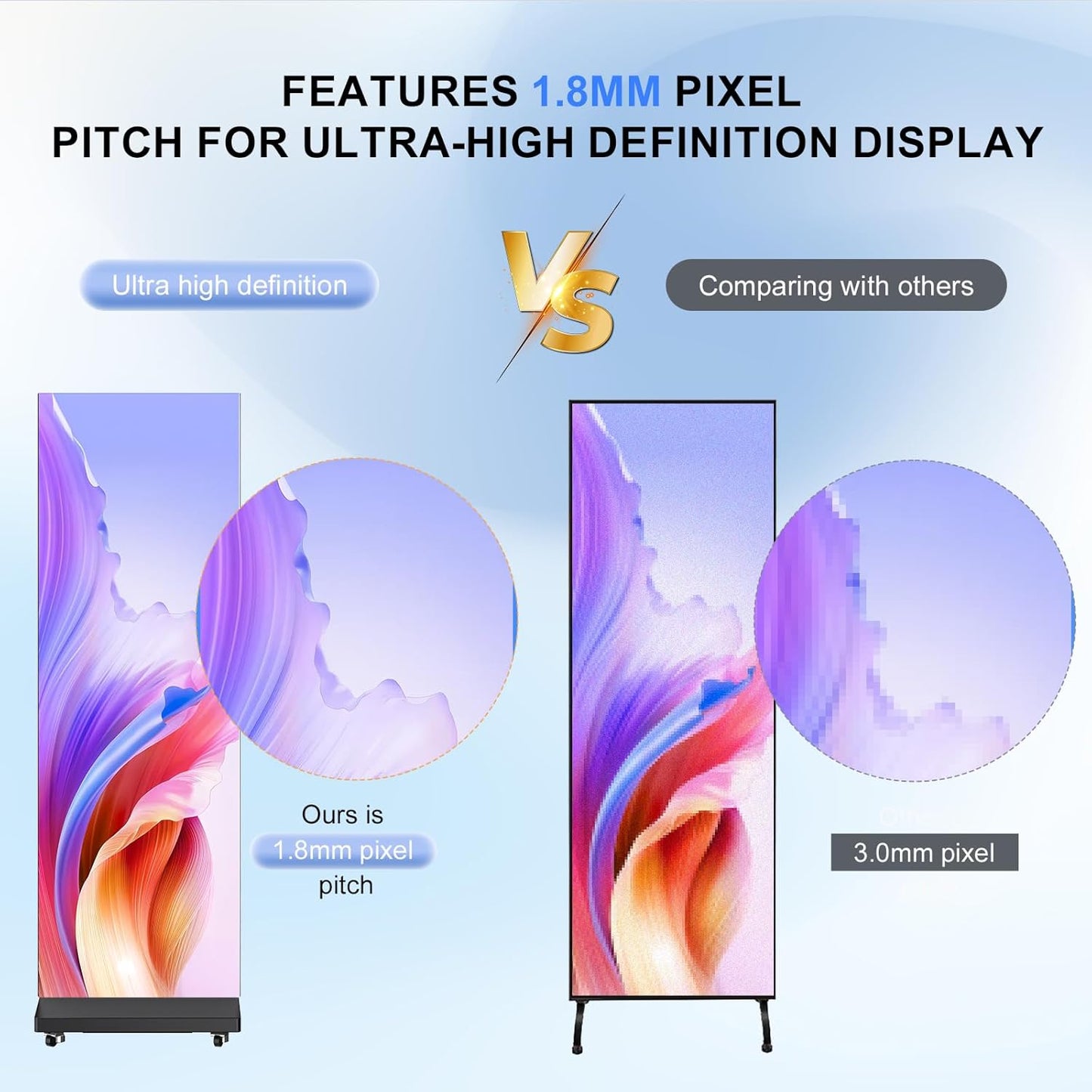 Indoor LED Digital Signage Display with P1.86, LED Poster Screen Frameless Splicing, Advertising Display USB Plug-and-Play & Remote Control for Giant Commercial Events & Rentals (Black, Single)