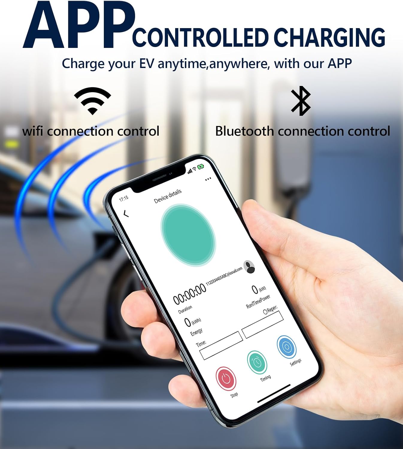 Home Smart Level 2 EV Charger up to 40 Amp, Outdoor Fast Charging Station with NEMA 14-50 Plug for All J1772 Electric Vehicles, Wi-Fi and Bluetooth Enabled EVSE, 25-Foot Cable