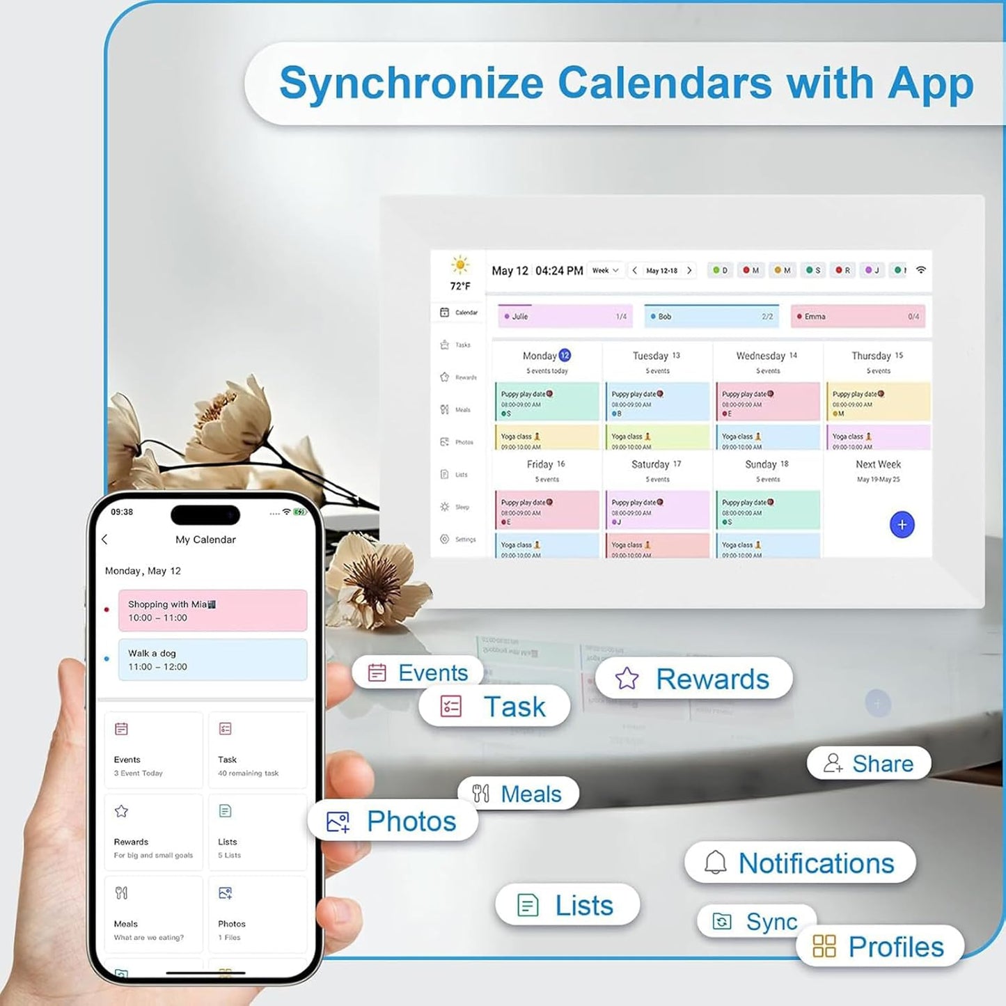 Zyyini 10.1 Inch WiFi Digital Calendar, Smart Family Planner with Touchscreen Display and Mobile Digital Calendar Wall Planner 32GB Memory for Home Scheduling and Chore Tracking (#3)