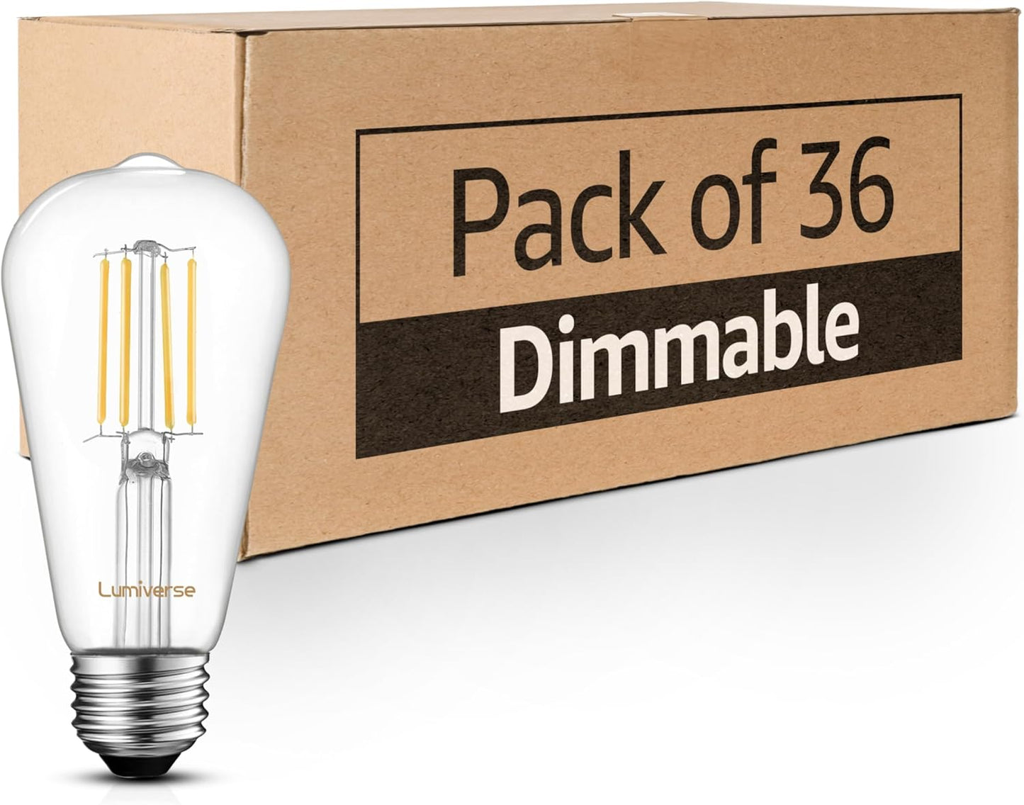 Lumiverse 36 Pack ST21 Led Vintage Edison Light Bulbs, 4000K Cool White, Clear Glass Antique Decorative Filament Bulb with 95+ CRI, E26 led Bulb 60W, 500LM, Non-Dimmable, 5.5W [60W Equivalent]