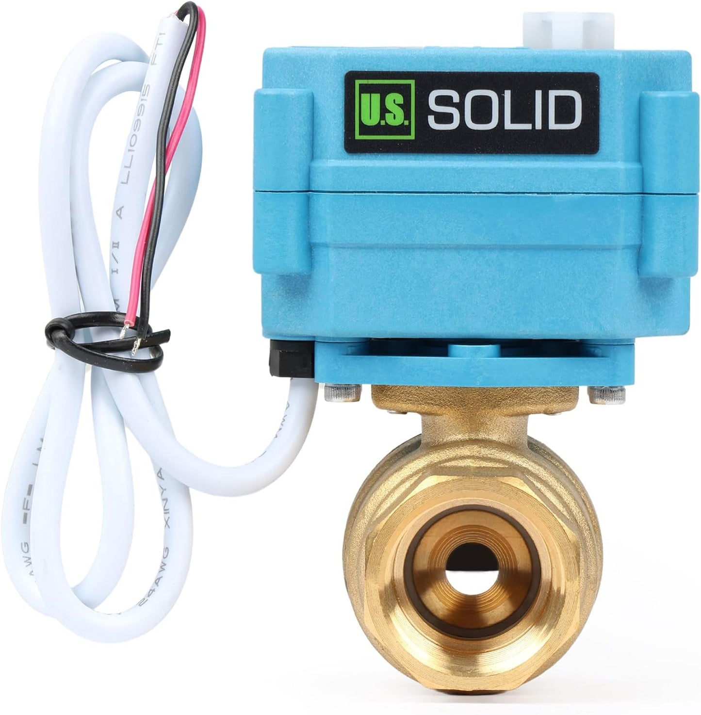 U.S. Solid Motorized Ball Valve - IP67 3/4inch Brass Ball Valve 110-230V with Waterproof Cover, Full Port, 2 Wire Auto Return, Normally Closed