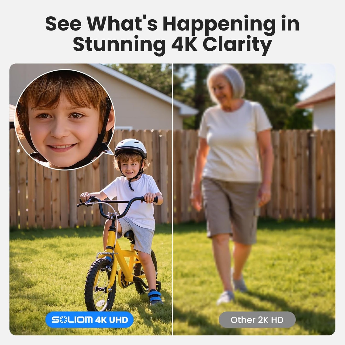 SOLIOM- True 8MP HD Security Cameras Outdoor Wireless, Add-On Camera, Solar Powered, Auto Tracking,Requires Homebase, Homebase Supports Up to 4 Cams