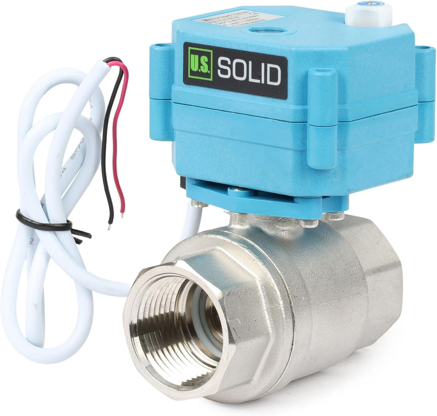 U.S. Solid Motorized Ball Valve – 1" 316 Stainless Steel, IP67 Waterproof, 110-230V AC, Full Port, 2-Wire Auto-Return, Normally Closed, Electric Valve for HVAC, Water, Oil, and Gas