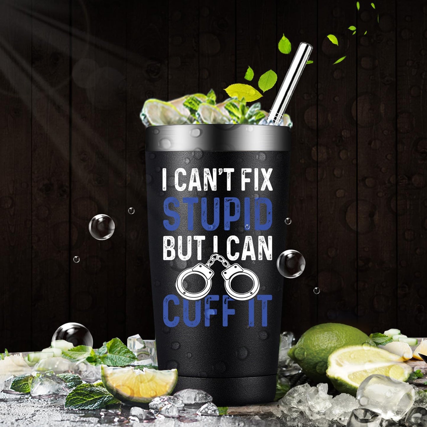 Fufandi Police Officer Gifts - Academy Graduation Gifts for Police -Birthday Fathers Day Gift for Dad, Men, Policeman - Tumbler Cup 20oz