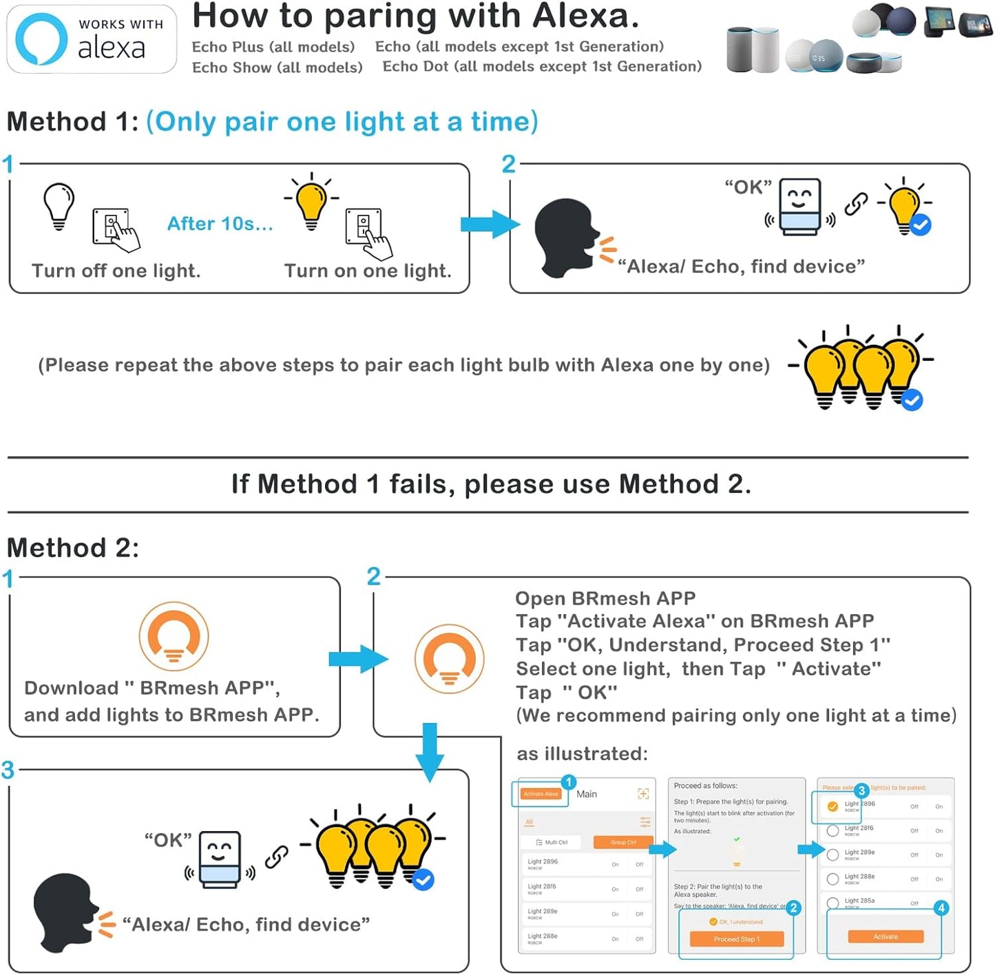 UCB Alexa Light Bulb 1300LM, 12W Smart Light Bulbs Warm White to Daylight Tunable, A19 E26 Bluetooth LED Bulbs for Bedroom Kitchen Living Room Office（12 Pack）