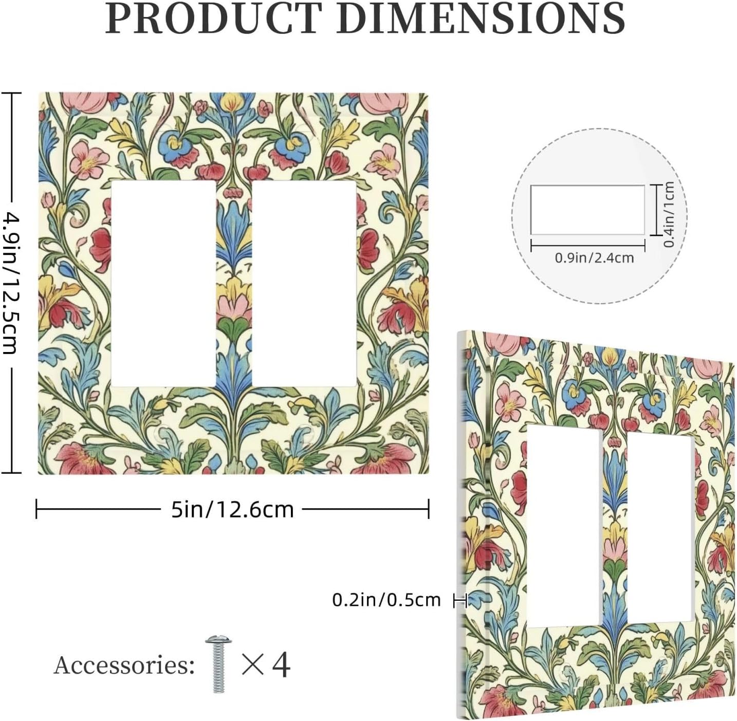 Decorative Outlet Covers Boho Red Floral Morris Plant Leaves 2 Gang Double Gfci Rocker Electrical Wall Panels Light Switch Cover Plate For Farmhouse Cabin Decor