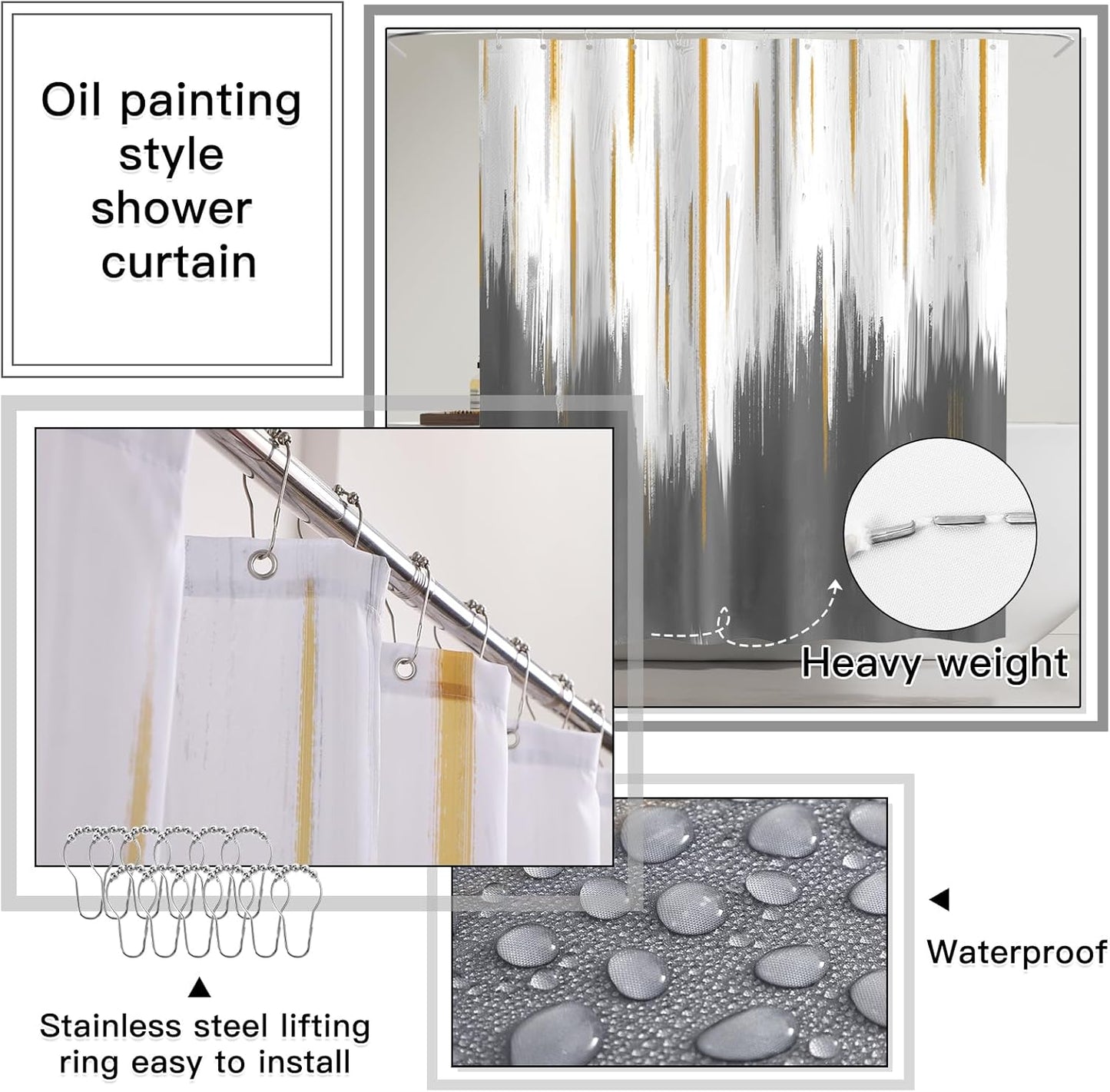 32PC Bathroom Accessory Set Bathroom Accessories Set Grey Bathroom Set, Shower Curtain Set, 2 Piece Bath Towel Set, 3PC Soap Dispenser, Toilet Brush & Trash Can
