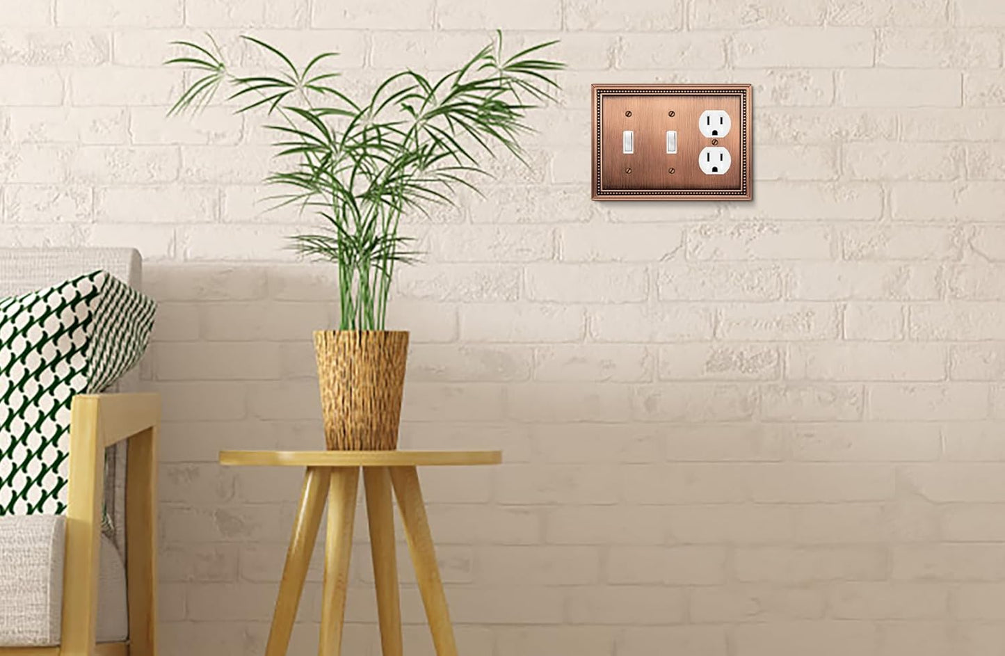 Henne Bery Sunken Pearls Heavy Duty Decorative Wall Plate Switch Plate Outlet Cover (Double Toggle/Single Duplex, Antique Copper)