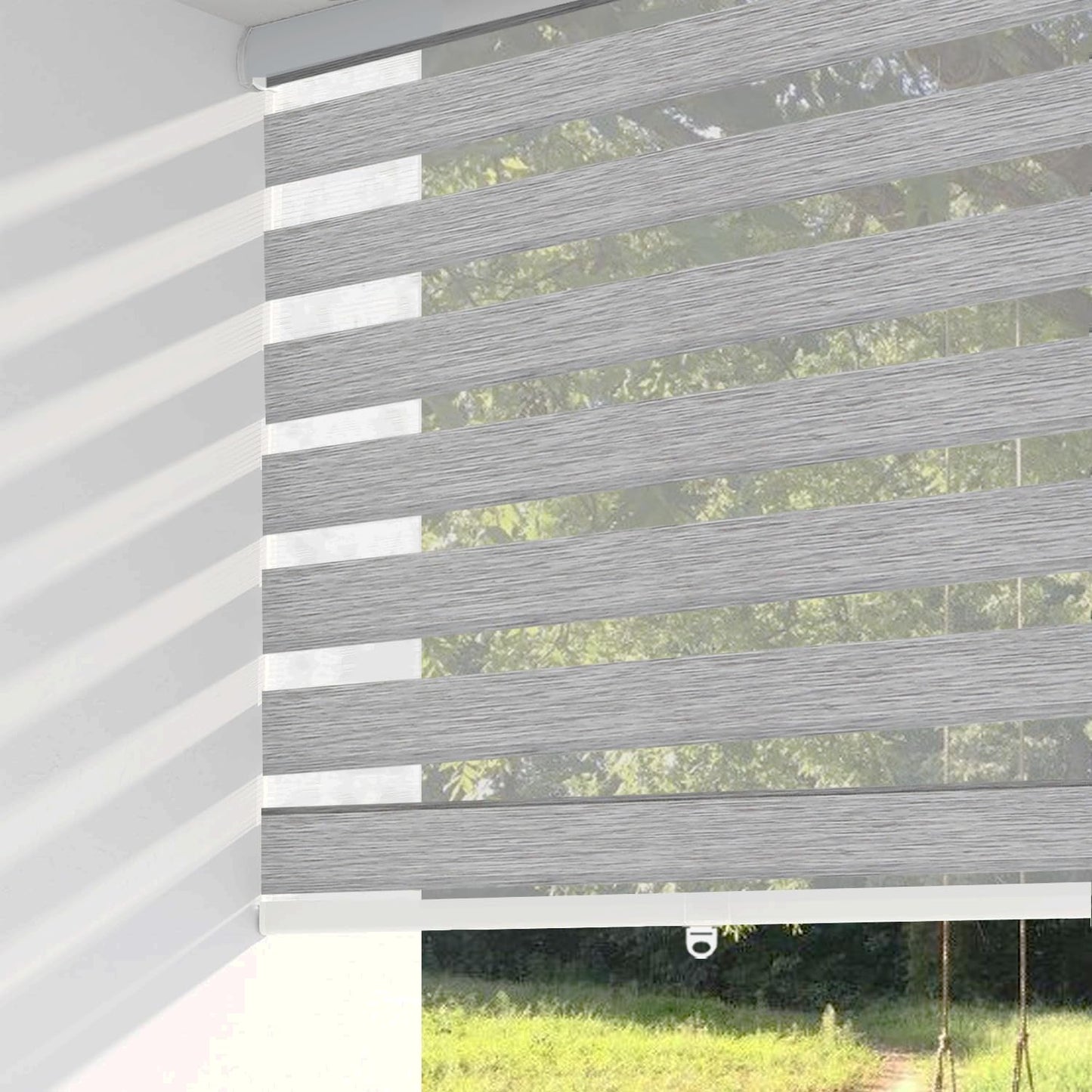 Shadesu Cordless Zebra Blinds for Windows, 30.5" W x 72" H, Grey, Dual Layer Free-Stop Zebra Shades, Light Control for Day and Night, Sheer Blinds for Indoor Windows, Bedroom, Kitchen