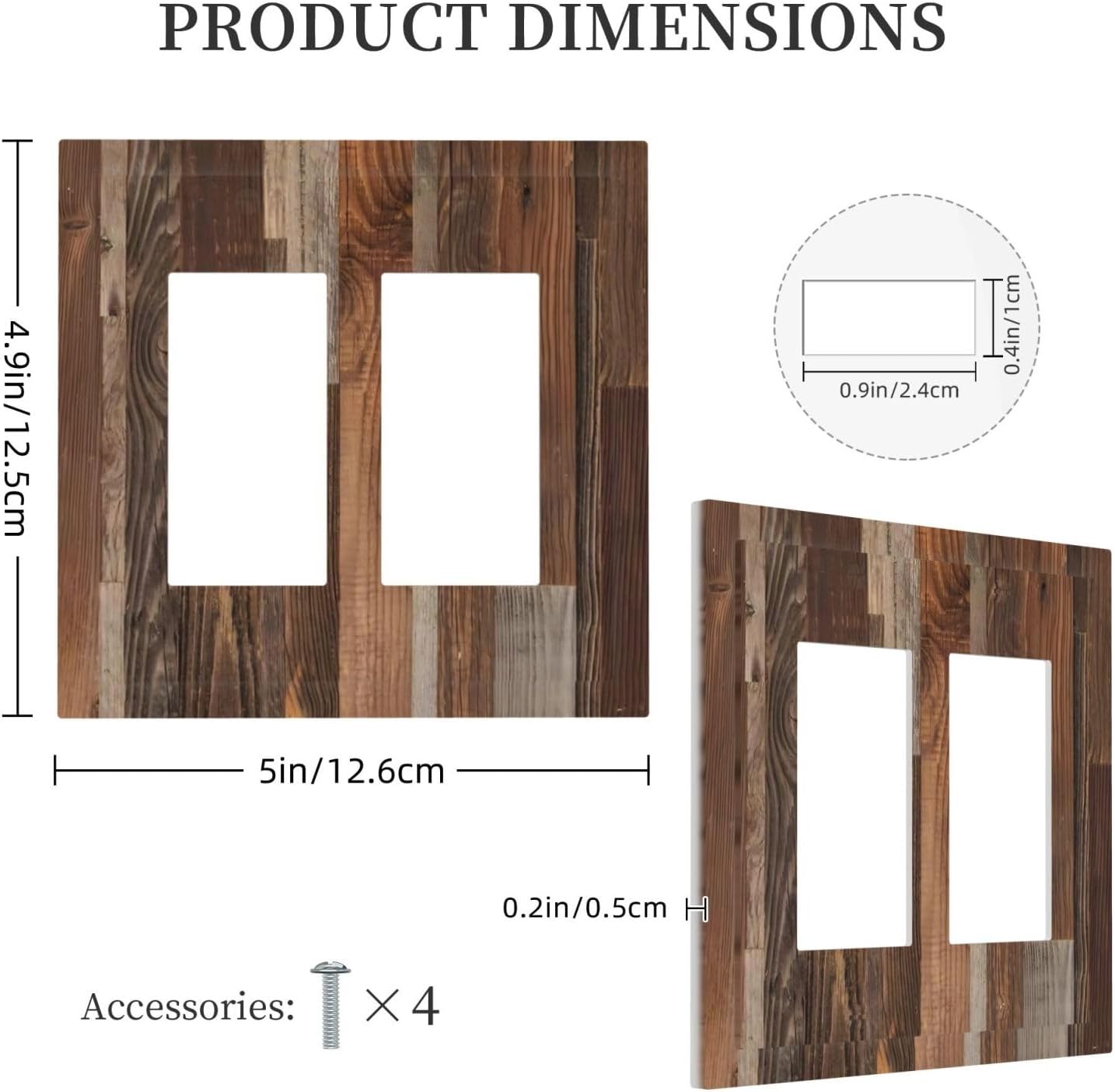 Vintage Brown Wooden Boards Print Wood Grain Decorative Outlet Covers 2 Gang Double GFCI Rocker Electrical Wall Panels Light Switch Cover Plate for Farmhouse Home Decor